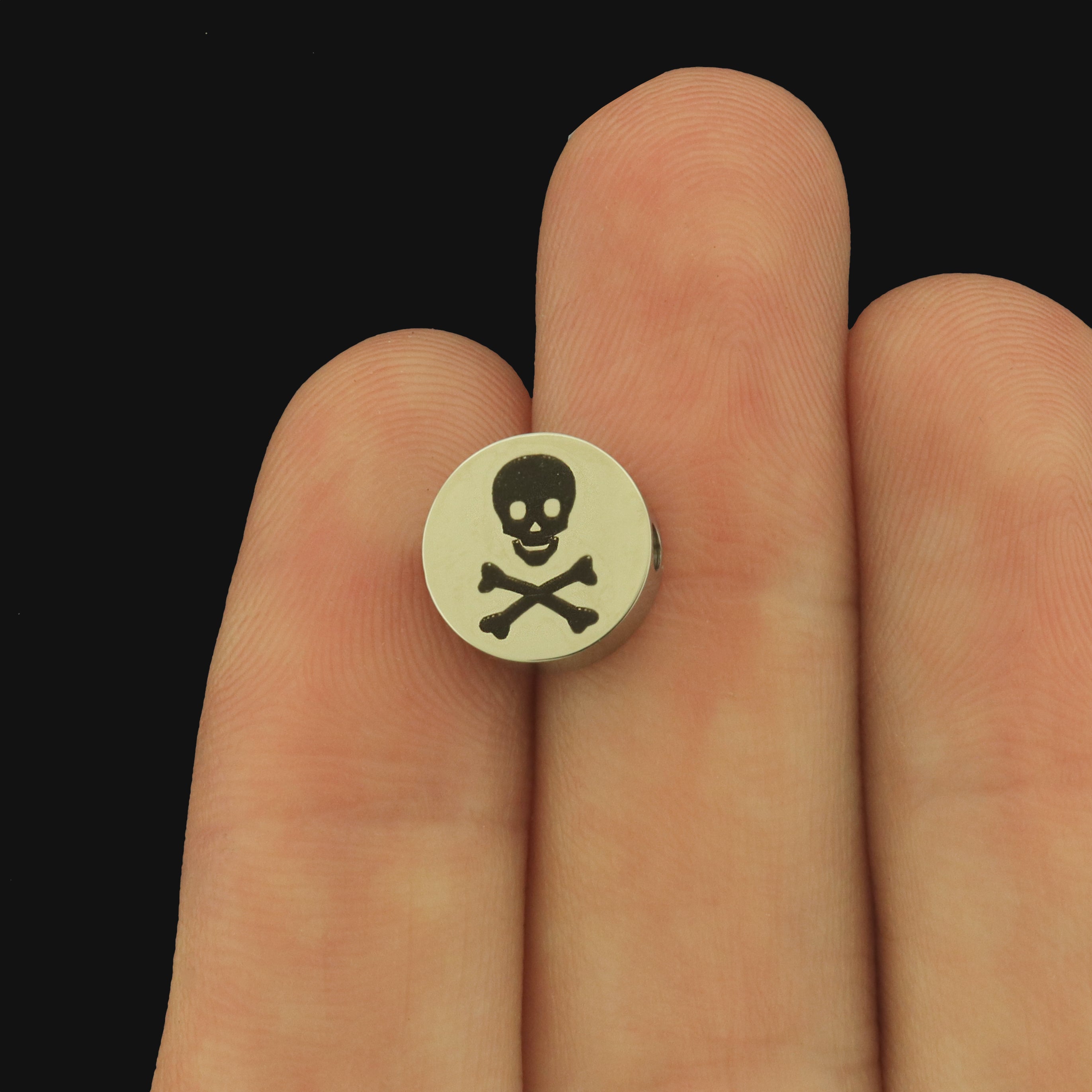 Skull Stainless Steel Beads - Halloween Bead - Choose Your Size - BFS034S-8301