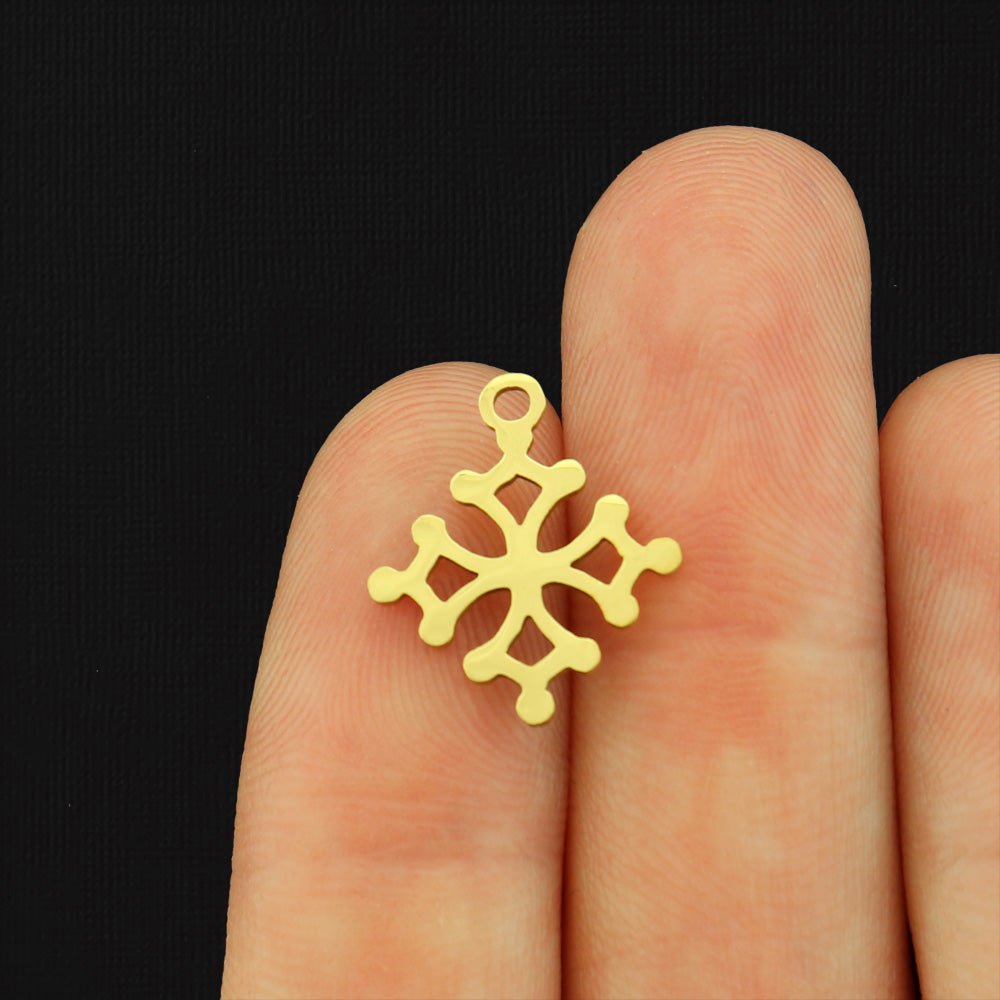 Snowflake Stainless Steel Charms 2 Sided - Choose Your Tone