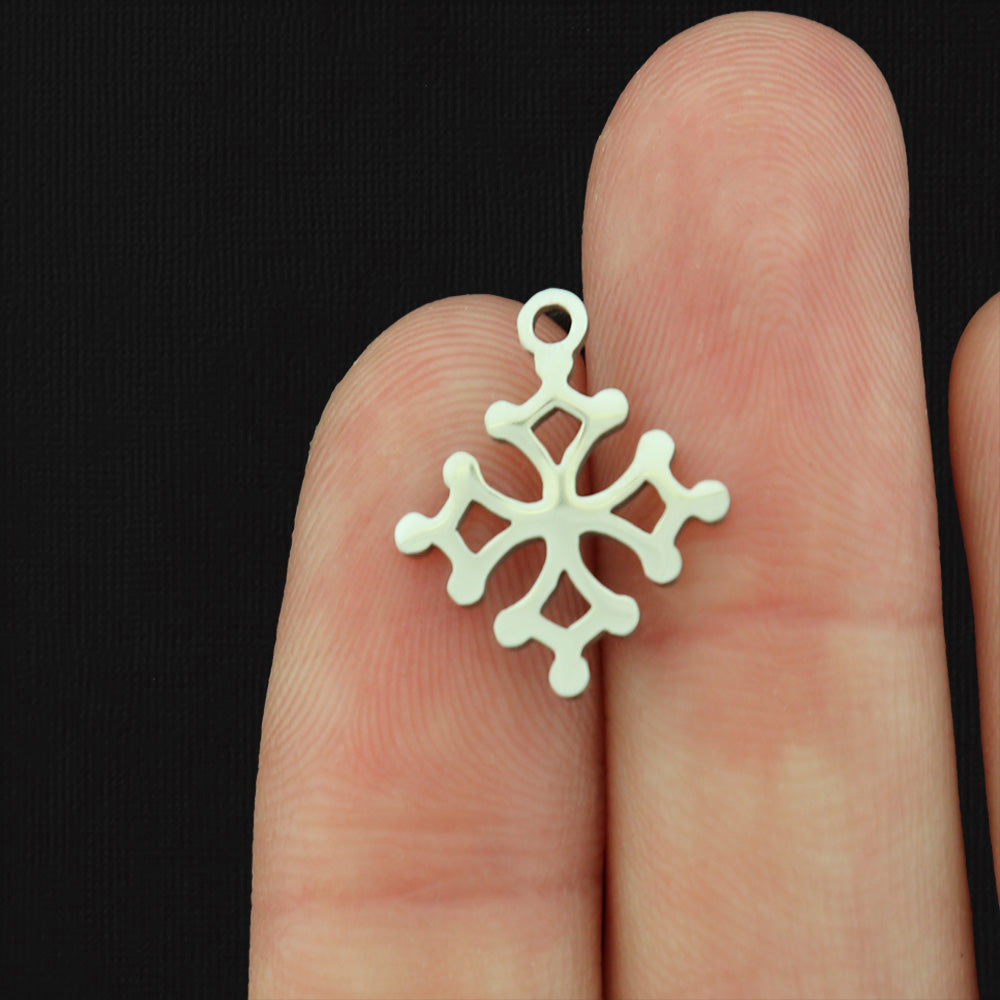 Snowflake Stainless Steel Charms 2 Sided - Choose Your Tone