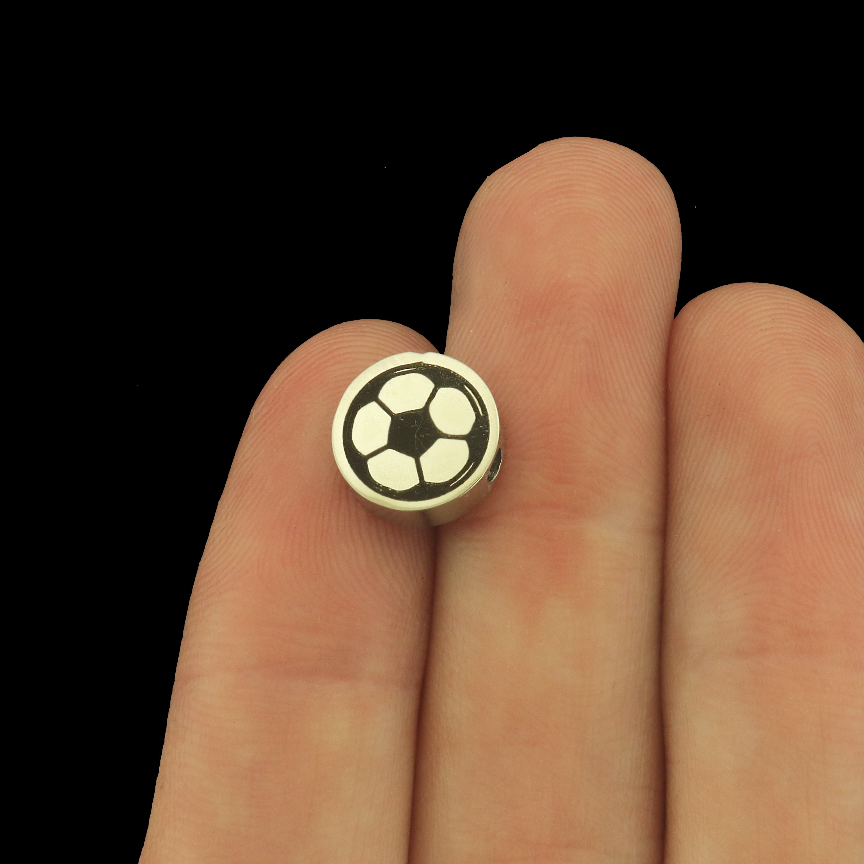 Soccer Stainless Steel Beads - Sports Bead - Choose Your Size - BFS034S-8329