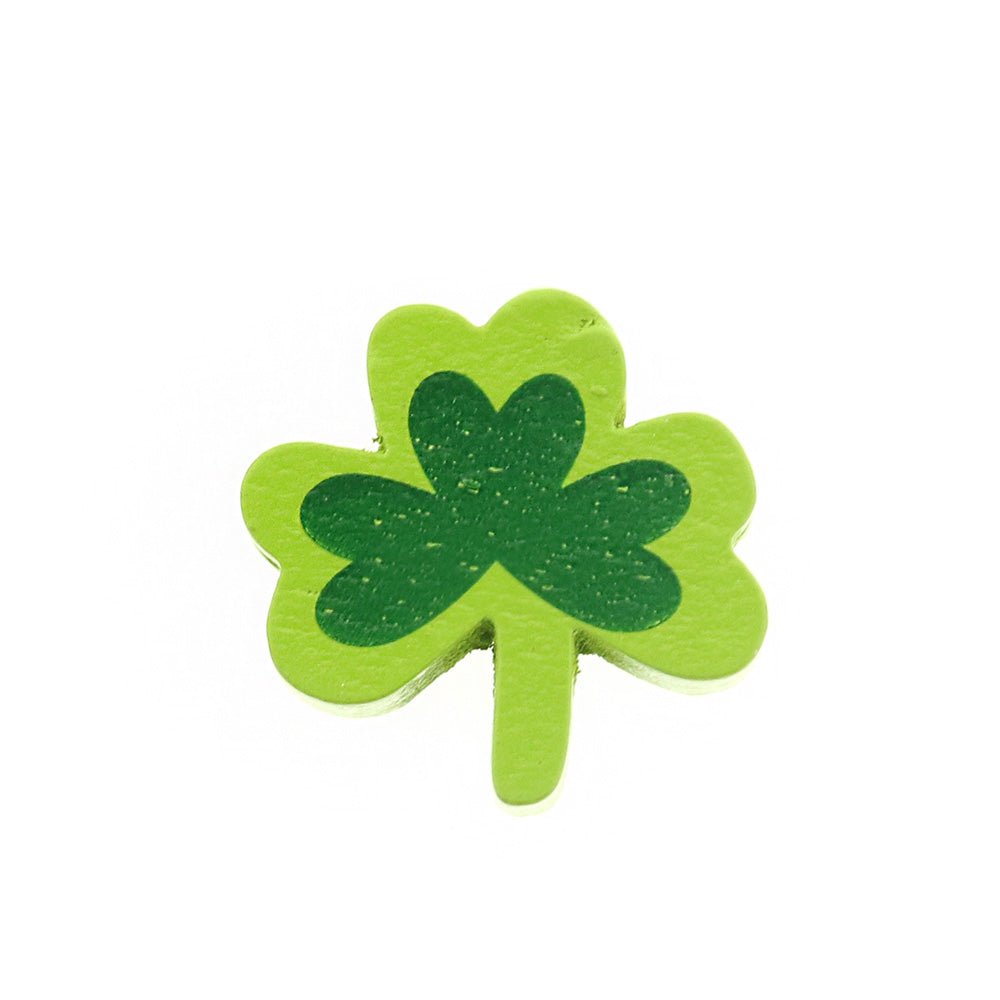 Spacer Wooden Beads 20mm x 20mm - Green Clover - 5 Beads - BD190