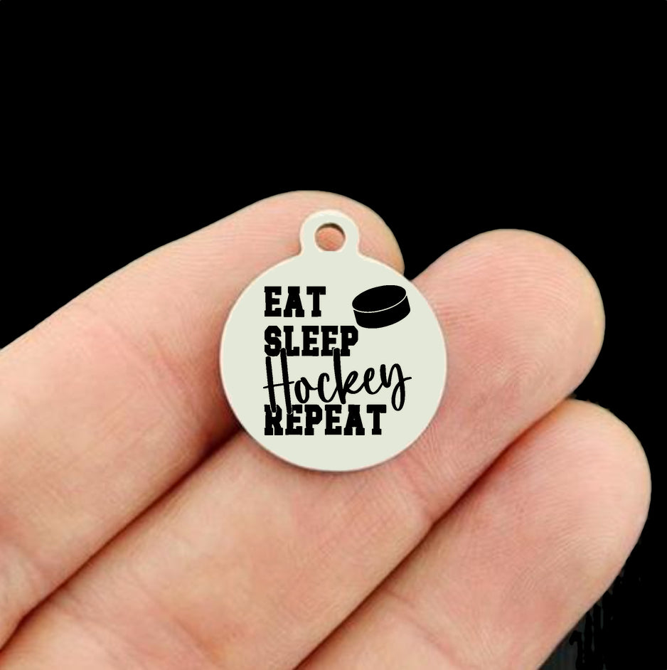 Sports Stainless Steel Charms - Eat Sleep Repeat - Choose Your Sport!