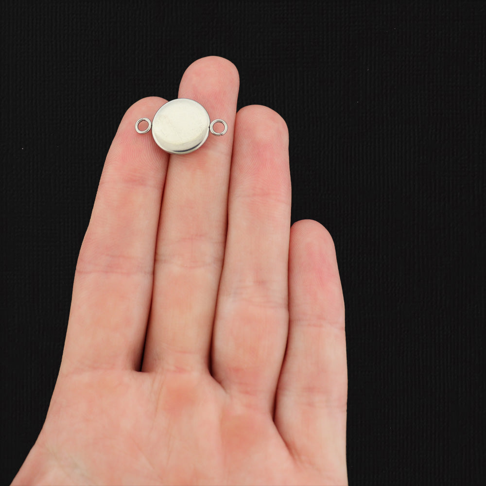 Stainless Steel Cabochon Settings - 12mm Connector Tray - 10 Pieces - CB001