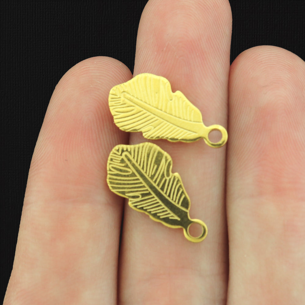 Stainless Steel Earrings - Feather Stud Bases - 18.5mm x 10mm - 2 Pieces 1 Pair - Choose Your Tone