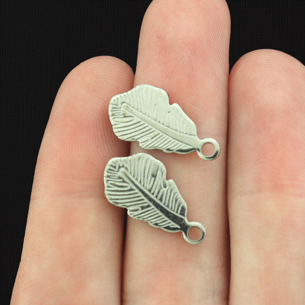 Stainless Steel Earrings - Feather Stud Bases - 18.5mm x 10mm - 2 Pieces 1 Pair - Choose Your Tone