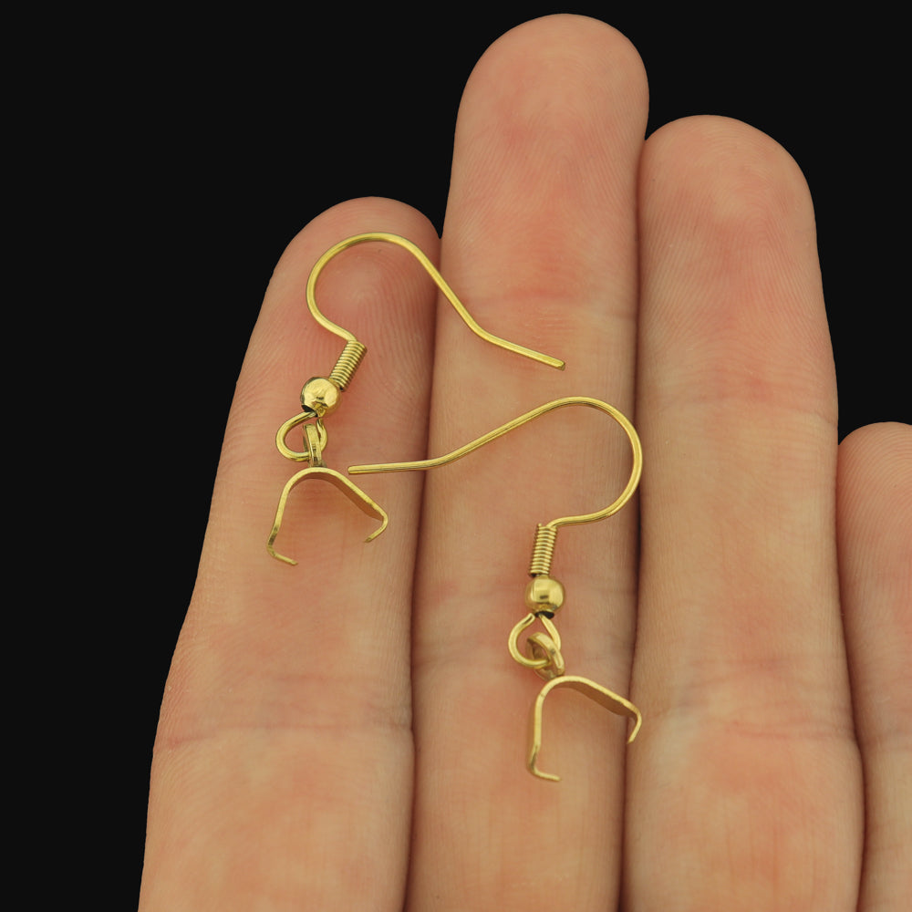 Stainless Steel Earrings - French Hook with Ice Pick Pinch Bails - 27mm x 20mm - 4 Pieces 2 Pairs - Choose Your Tone