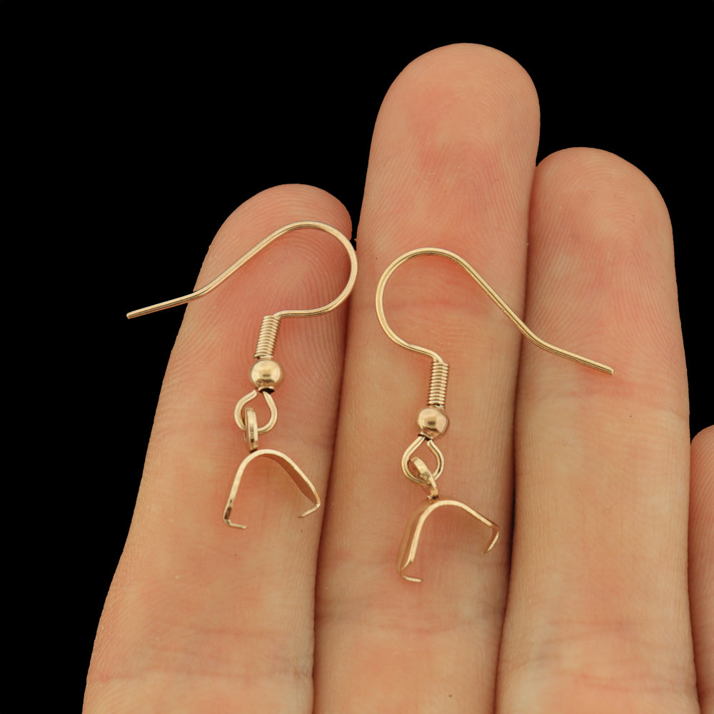 Stainless Steel Earrings - French Hook with Ice Pick Pinch Bails - 27mm x 20mm - 4 Pieces 2 Pairs - Choose Your Tone
