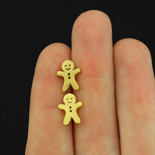 Stainless Steel Earrings - Gingerbread Man Studs - 13mm x 11mm - 1 Pair - Choose Your Tone!