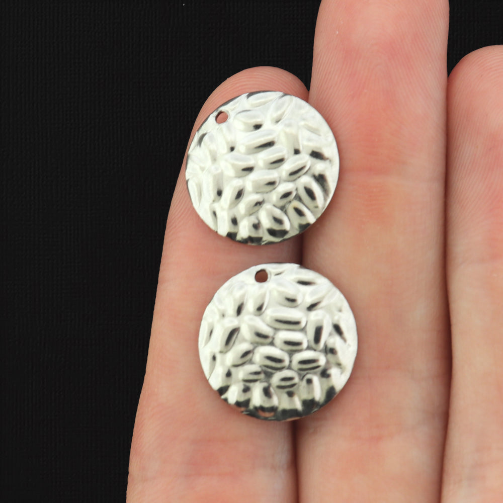 Stainless Steel Earrings - Hammered Round Stud Bases - 16mm x 1mm - 4 Pieces 2 Pairs - ER095