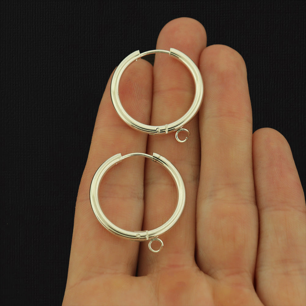 Boucles d'oreilles en acier inoxydable - Rainbow Electroplated Hinged Clicker Segment Hoops 46mm - 2 Pièces 1 Paire - Z1631