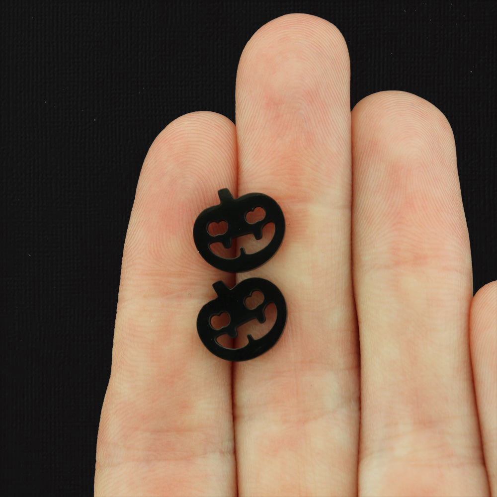 Stainless Steel Earrings - Pumpkin Studs - 11mm x 10mm - 2 Pieces 1 Pair - Choose Your Tone