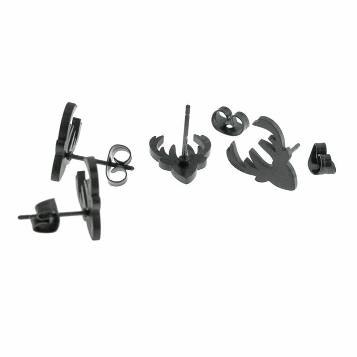 Boucles d'oreilles en acier inoxydable - Clous rennes - 13 mm x 11 mm - 1 paire - Choisissez votre couleur !