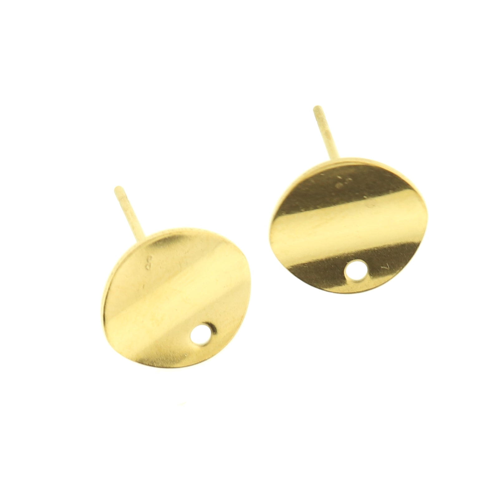 Stainless Steel Earrings - Round Stud Bases - 12mm x 12mm - 2 Pieces 1 Pair - Choose Your Tone