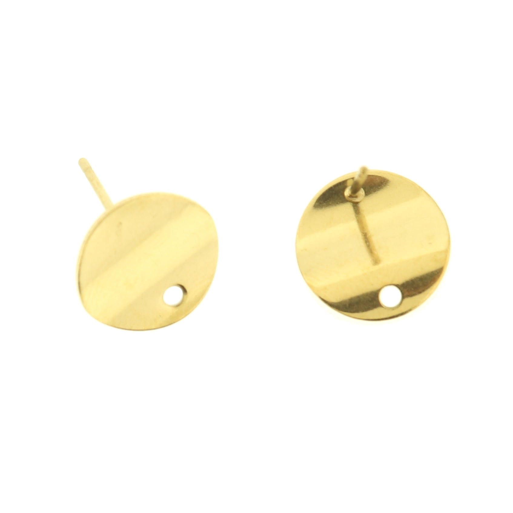 Stainless Steel Earrings - Round Stud Bases - 12mm x 12mm - 2 Pieces 1 Pair - Choose Your Tone