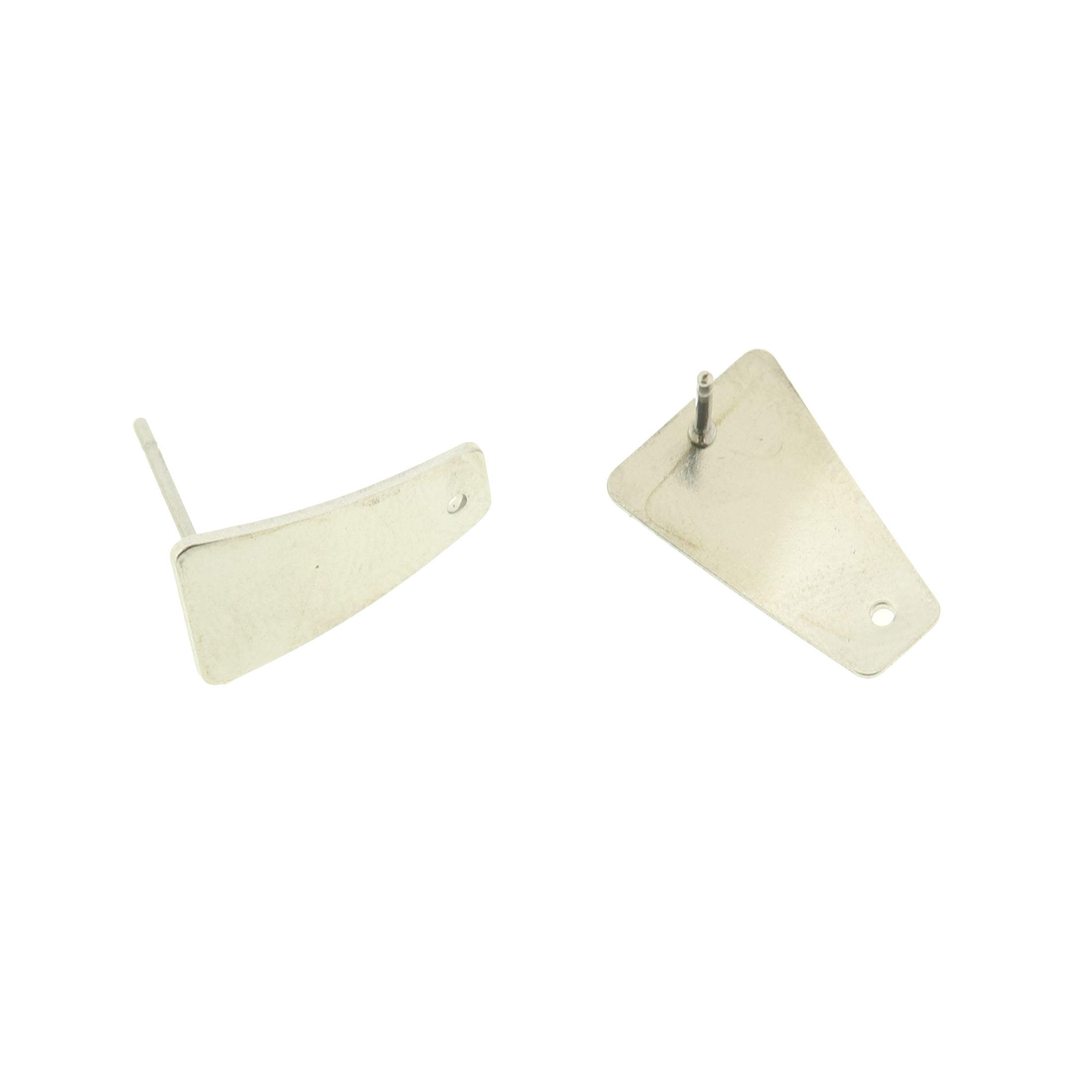 Stainless Steel Earrings - Trapezoid Stud Bases - 16mm x 10mm - 2 Pieces 1 Pair - Choose Your Tone