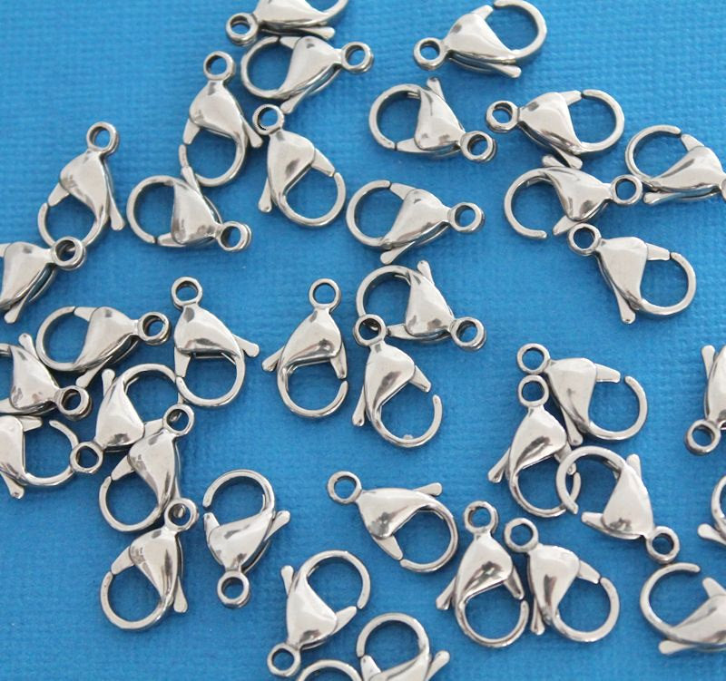 10 fermoirs mousquetons hypoallergéniques en acier inoxydable - Choisissez votre taille et votre couleur !