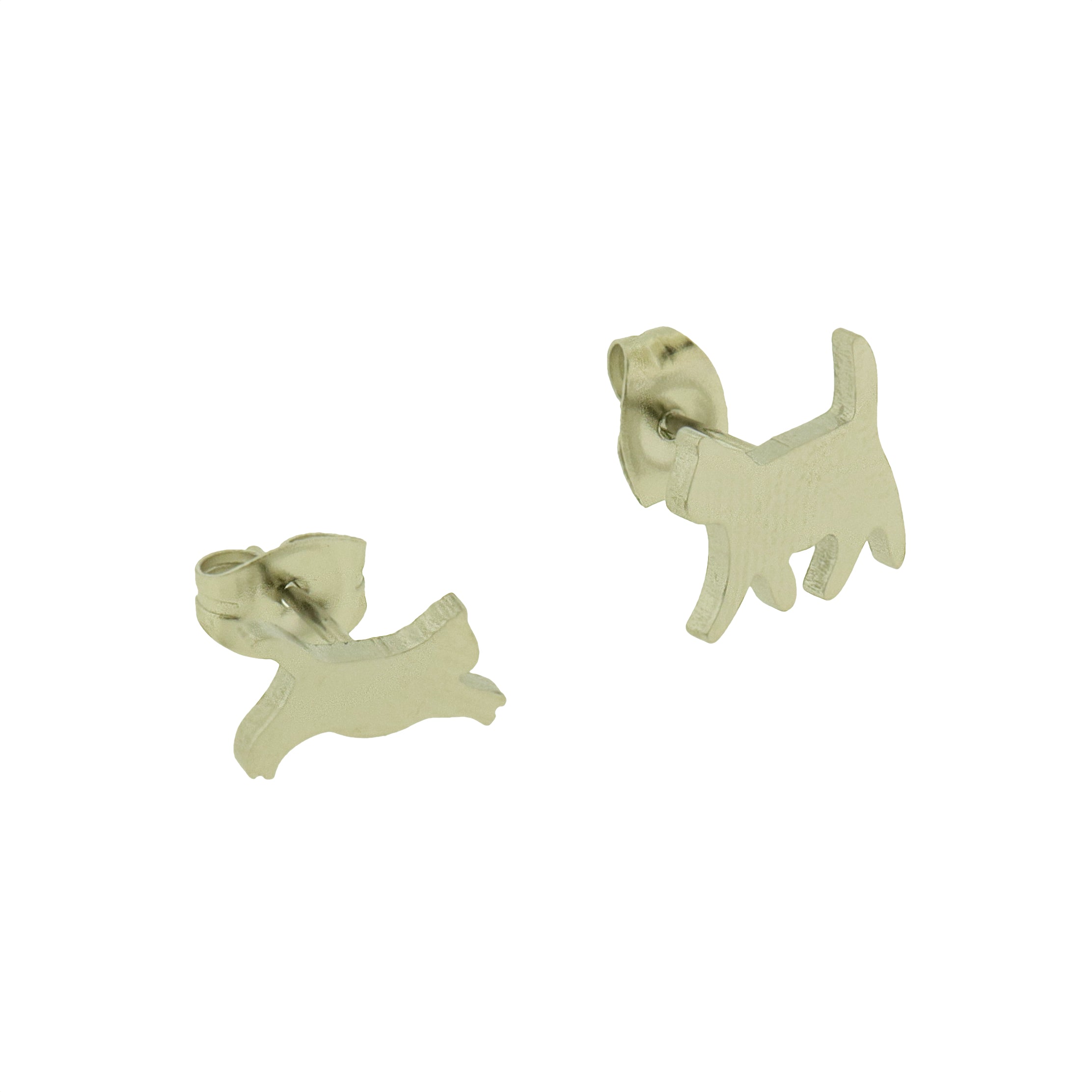 Stainless Steel Silver Cat Earrings - Standing and Leaping - 1 Pair - ER1048