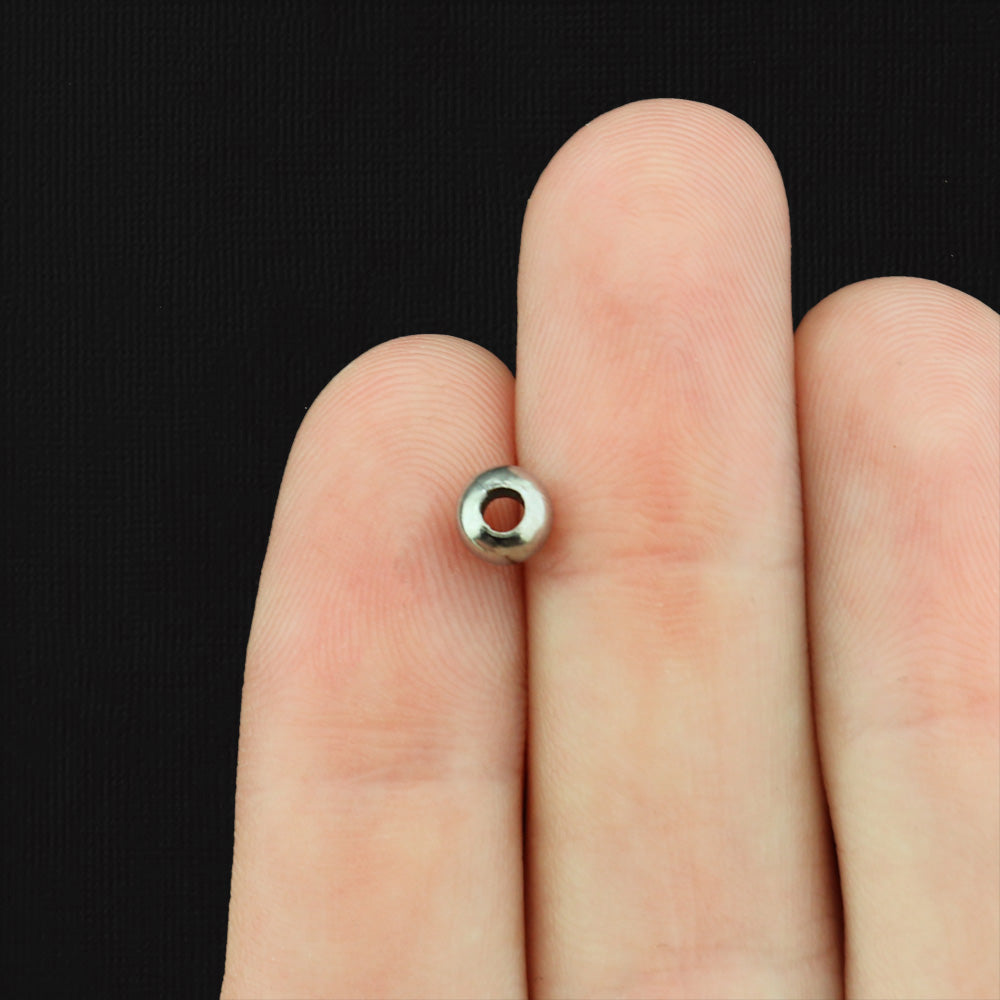 Entretoise en acier inoxydable perles métalliques 5mm - ton argent - 15 perles - MT007