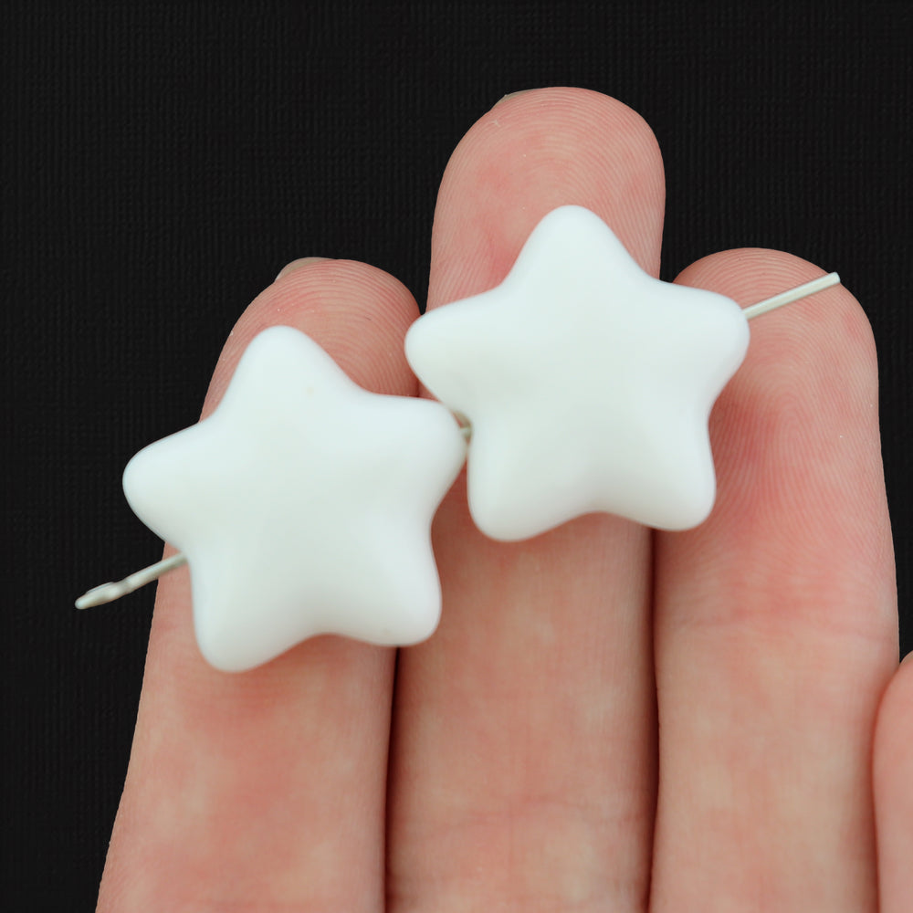 Star Acrylic Beads 20mm - White - 30 Beads - BD010
