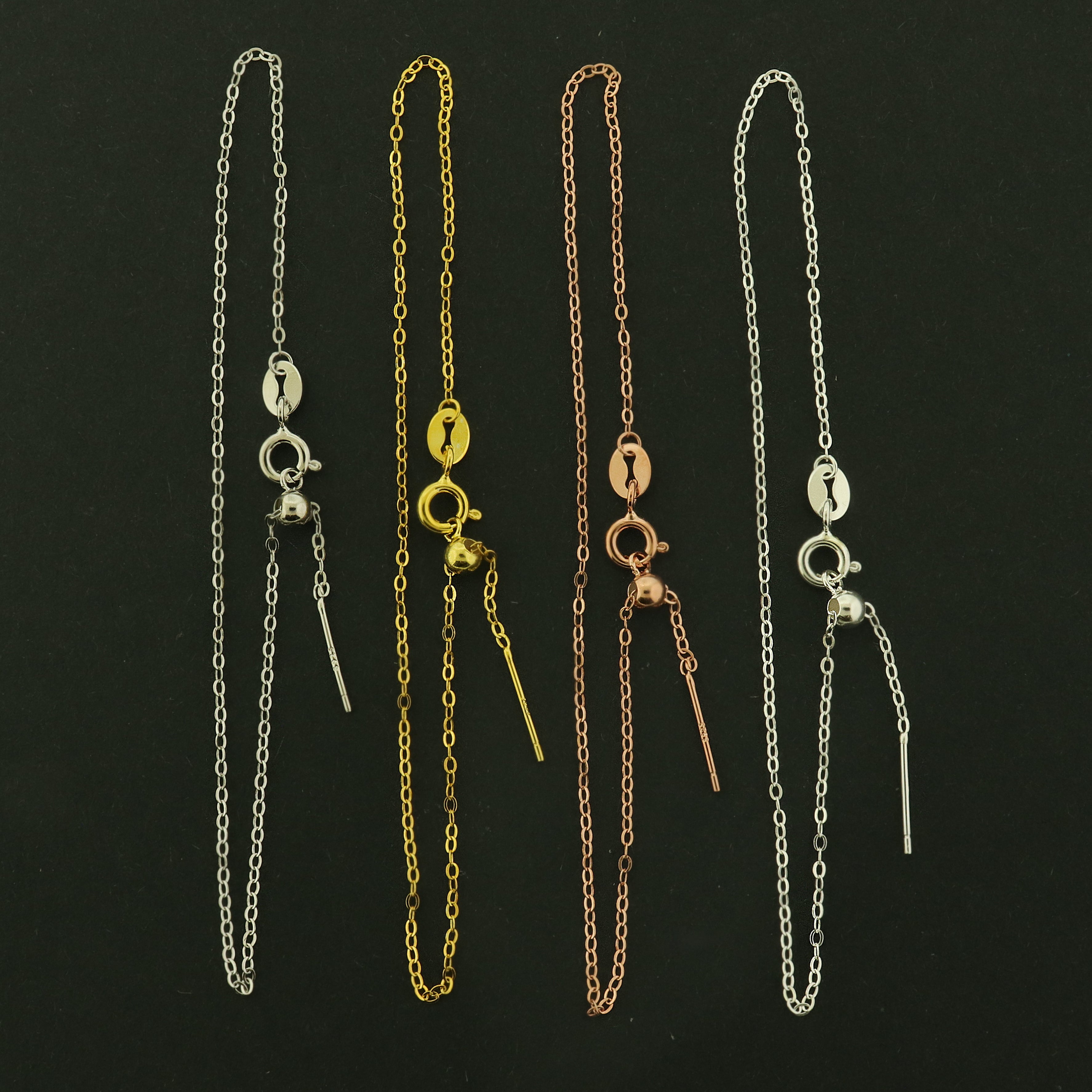 Sterling Silver Adjustable Cable Chain Bracelet - 1.2mm Thick - Choose Your Tone!