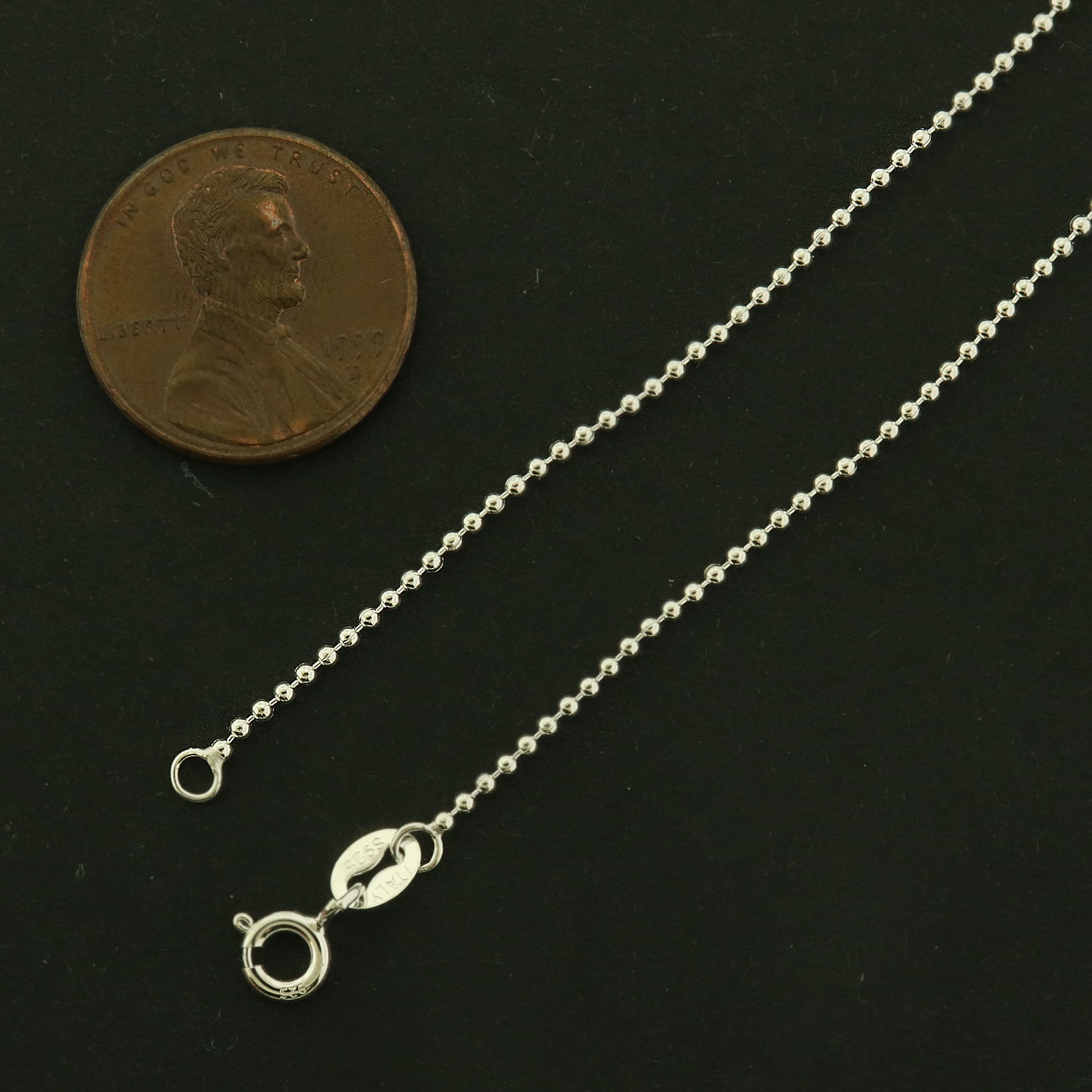 Sterling Silver Ball Chain Necklace - 1.2mm Thick - Choose Your Size!