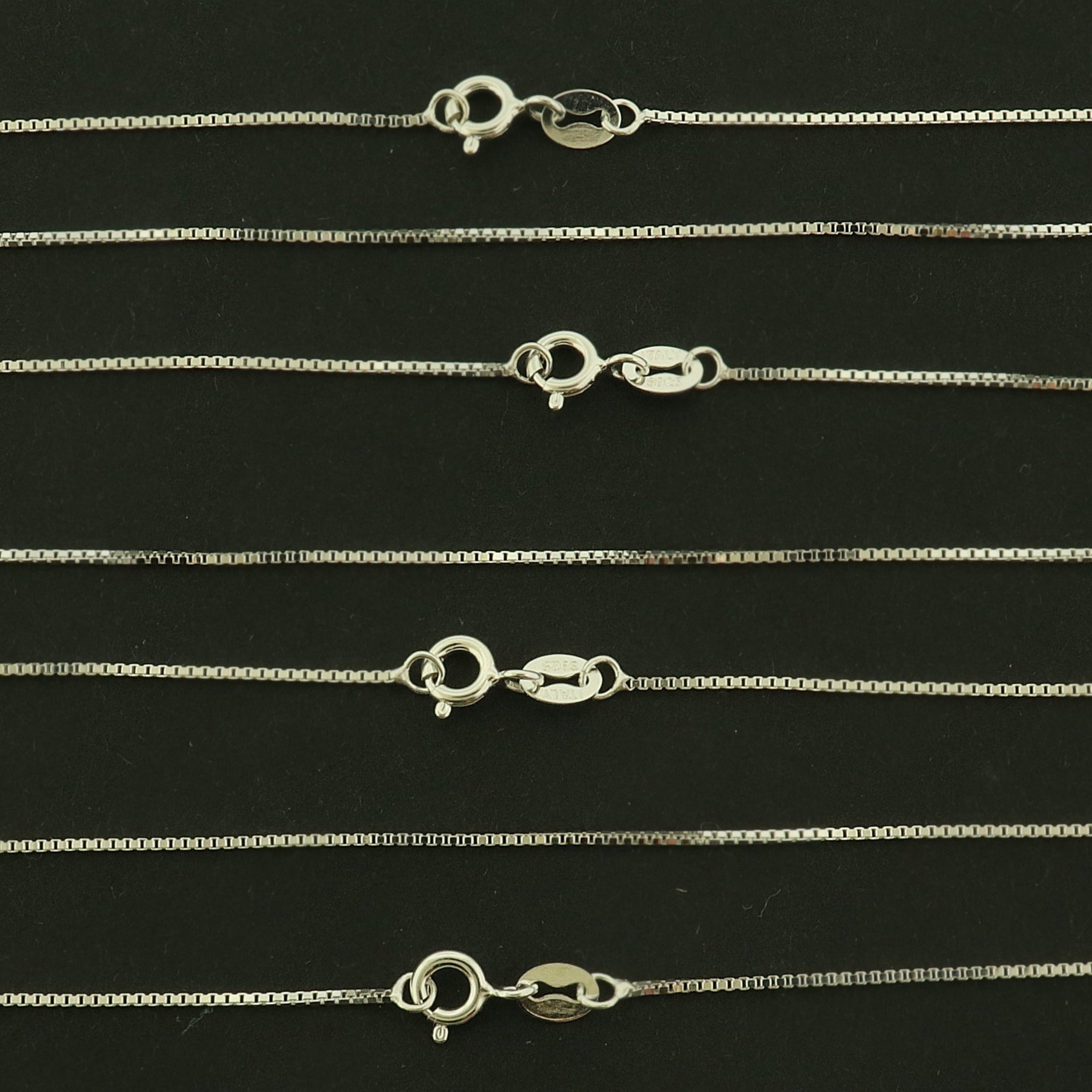 Sterling Silver Box Chain Necklace - 0.8mm Thick - Choose Your Size!