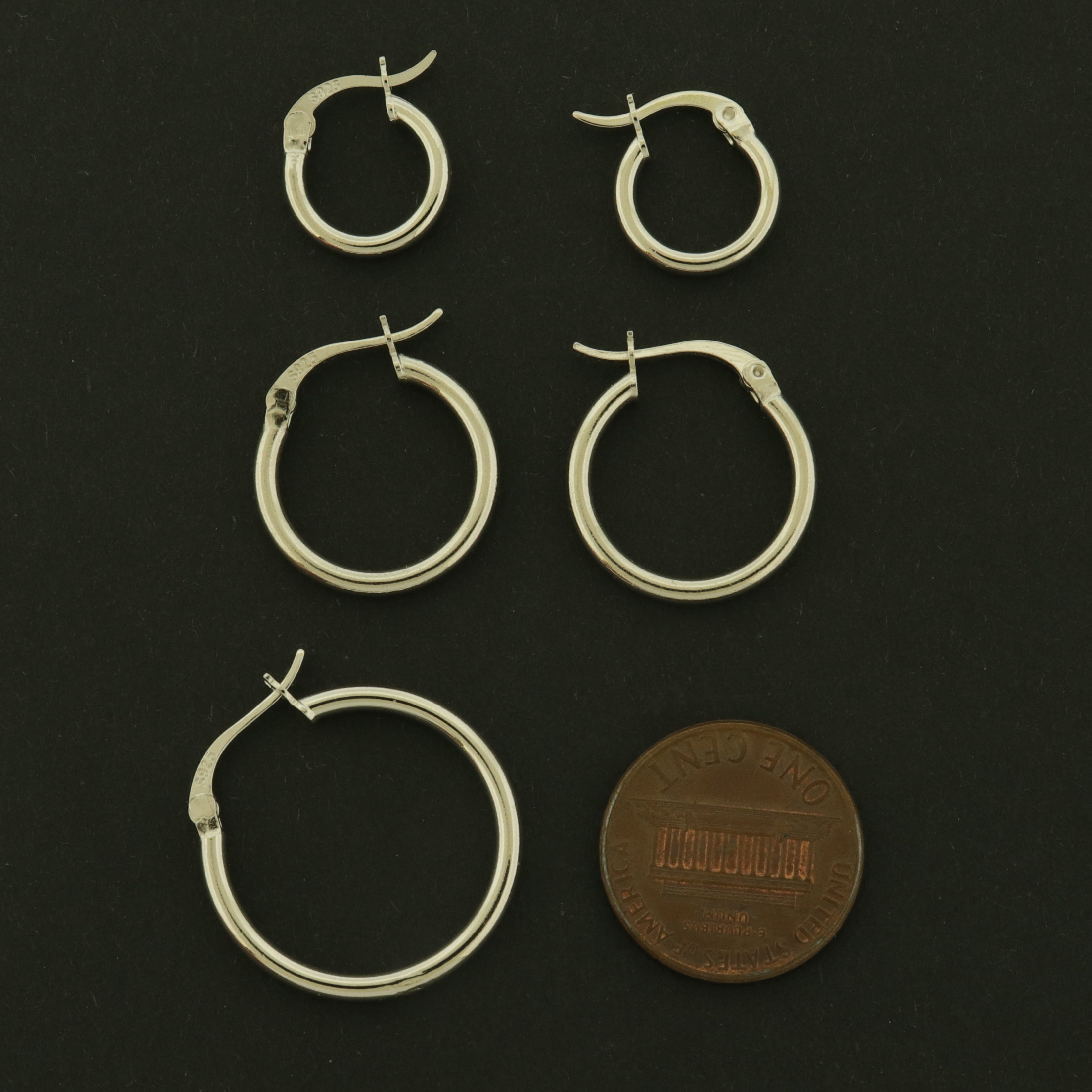 Sterling Silver Leverback Earrings - Hoop Style - 1 Pair - Choose Your Size!