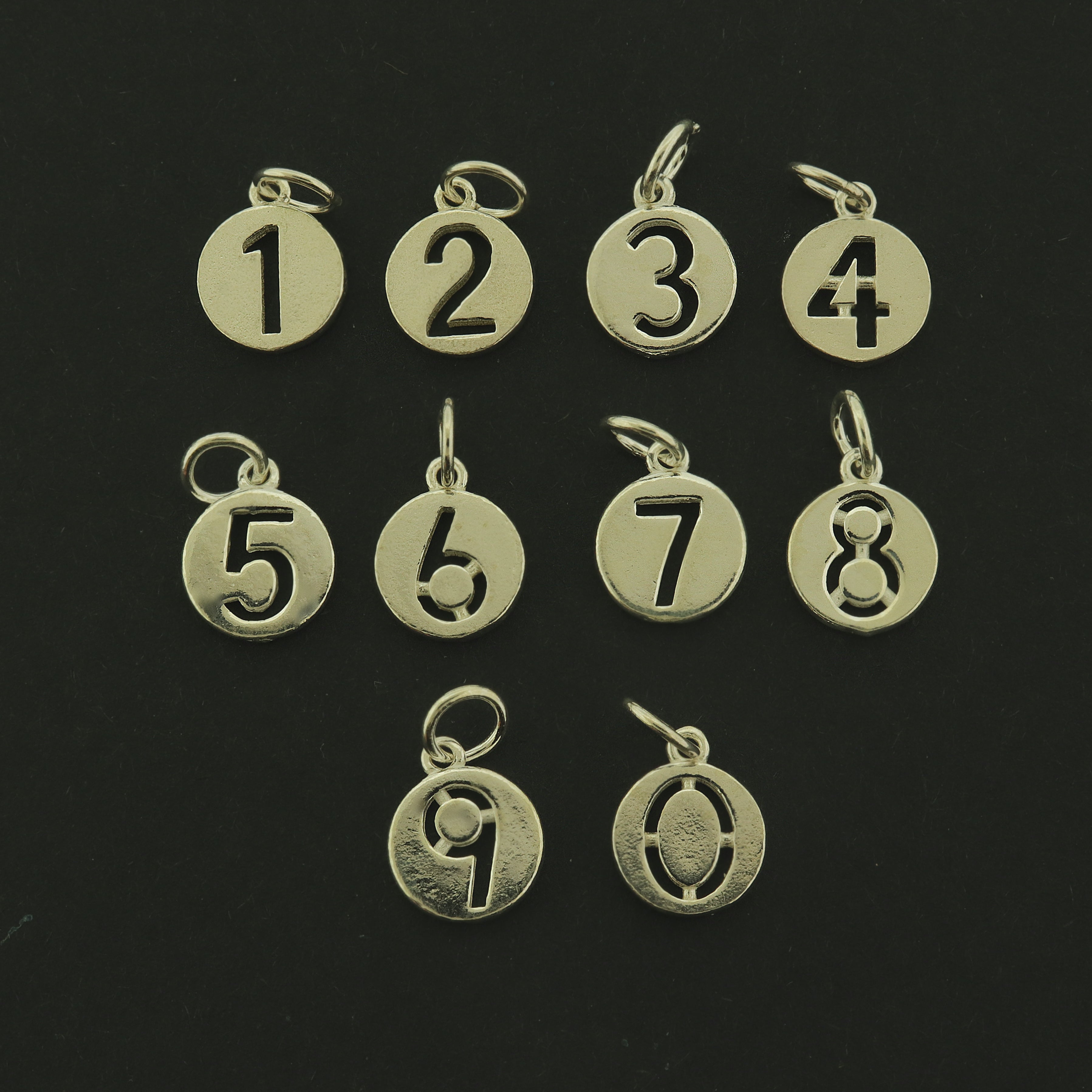 Sterling Silver Number Charm - Choose Your Number or Full Set 0-9