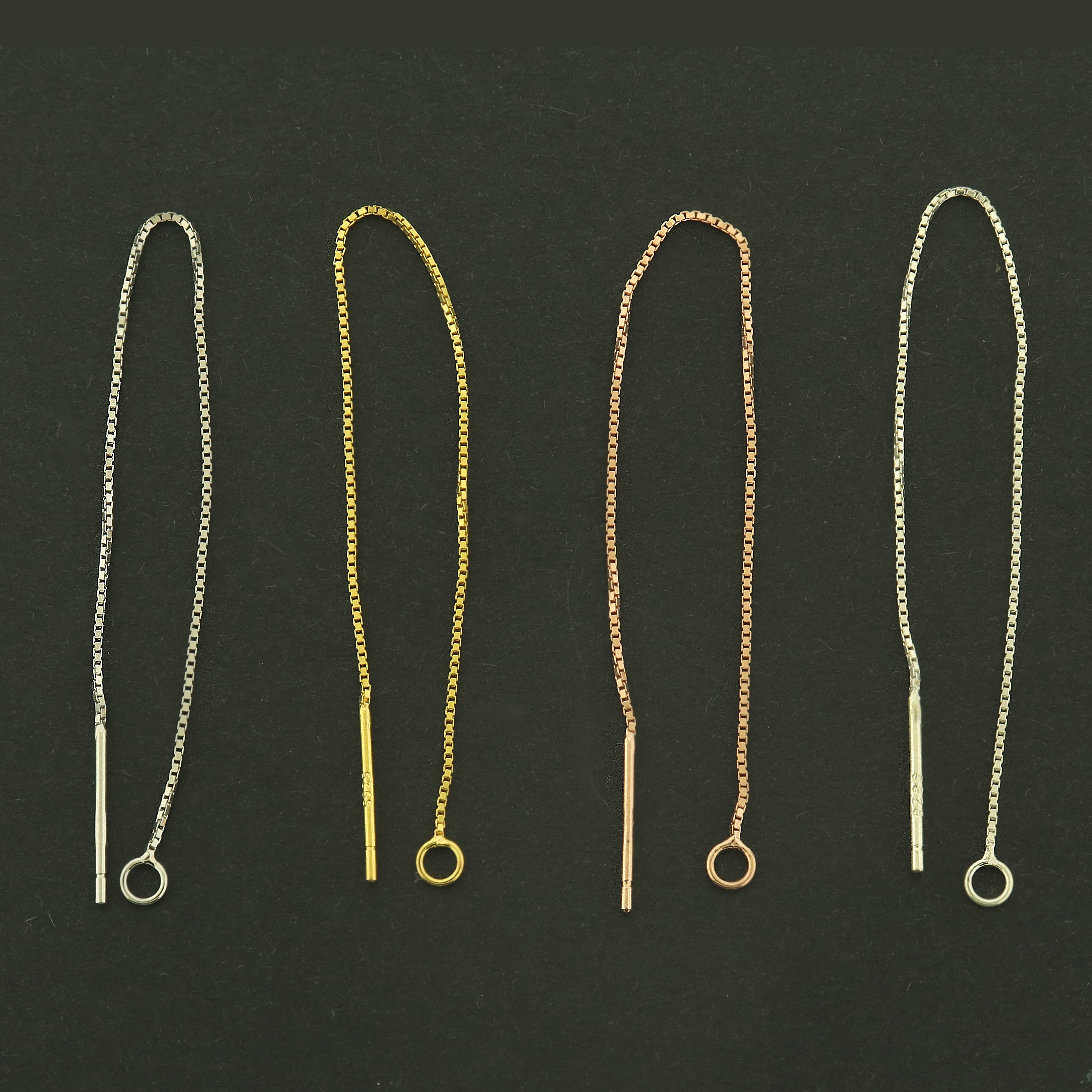 Sterling Silver Threader Earring - 90mm - 2 Pieces 1 Pair - Choose Your Tone