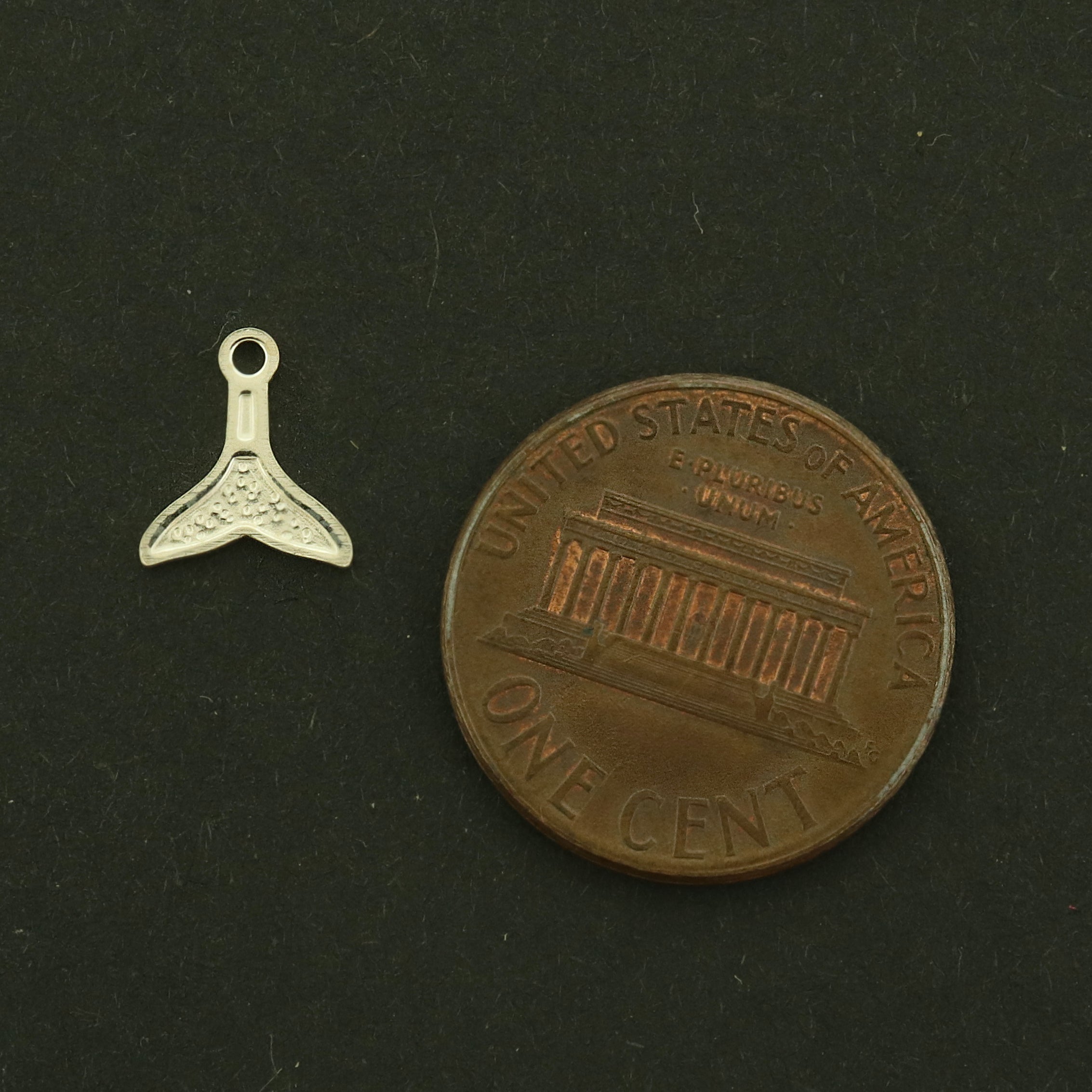 Sterling Silver Whale Tail Charm - Ocean Pendant - 1 Charm - ST027