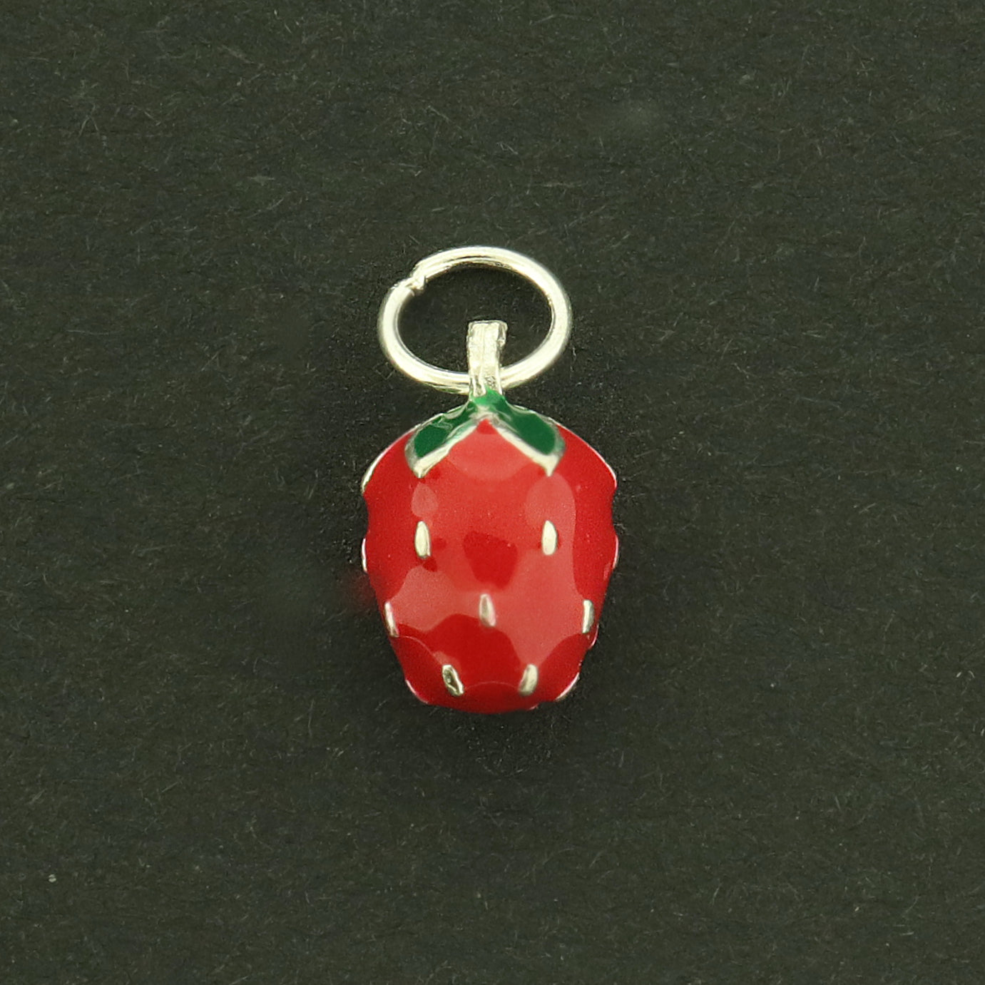 Strawberry Sterling Silver Enamel Charm 3D - ST304