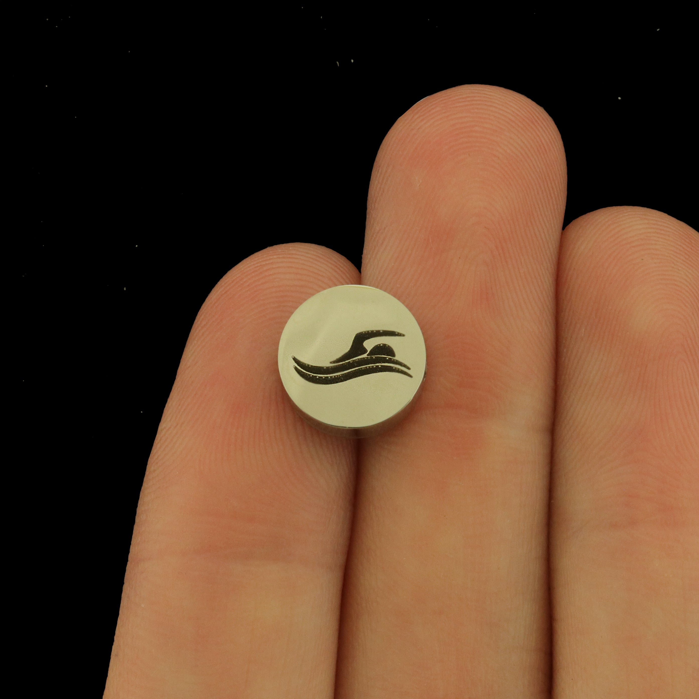 Swimmer Stainless Steel Beads - Sports Bead - Choose Your Size - BFS034S-8339