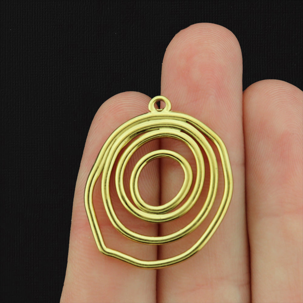 Swirl Round Stainless Steel Charm 2 Sided - Choose Your Tone