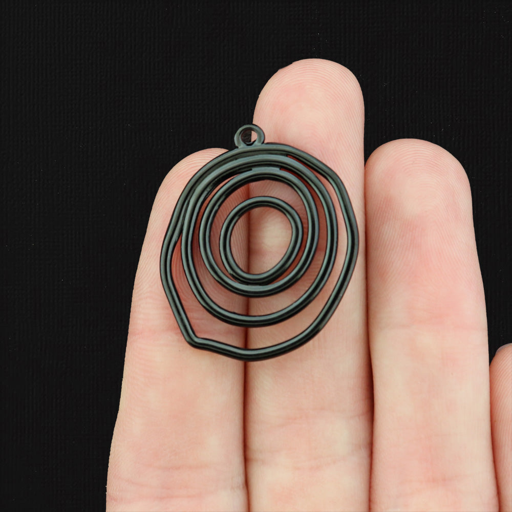 Swirl Round Stainless Steel Charm 2 Sided - Choose Your Tone