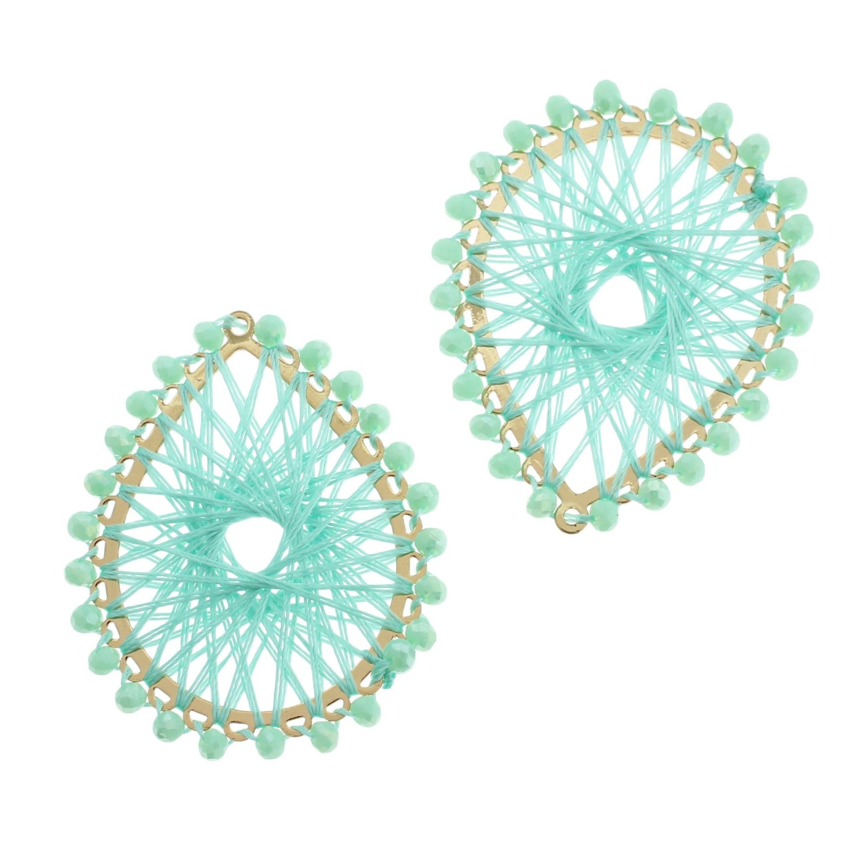 Teardrop Beaded Woven Gold Tone Pendant - Choose Your Color!