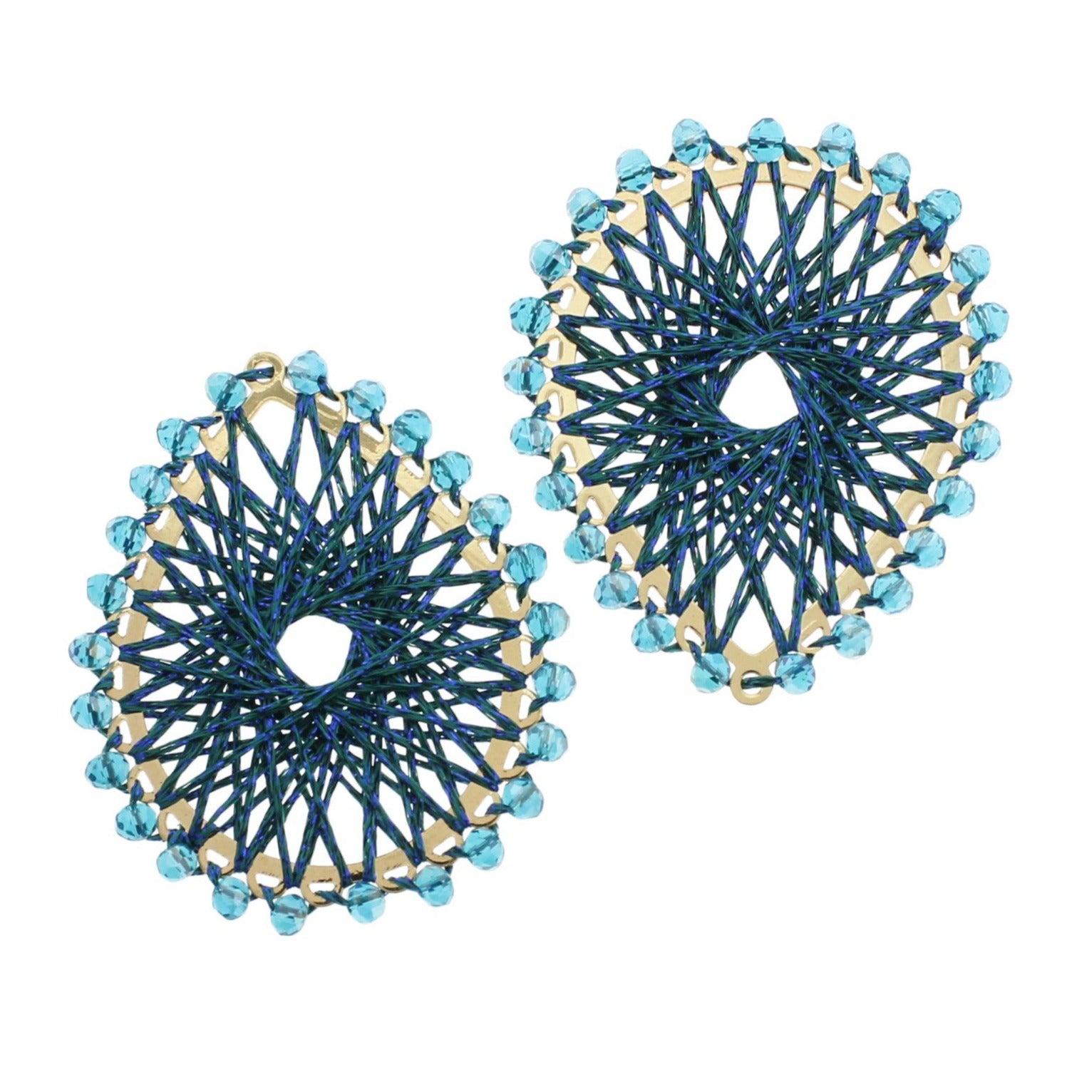 Teardrop Beaded Woven Gold Tone Pendant - Choose Your Color!