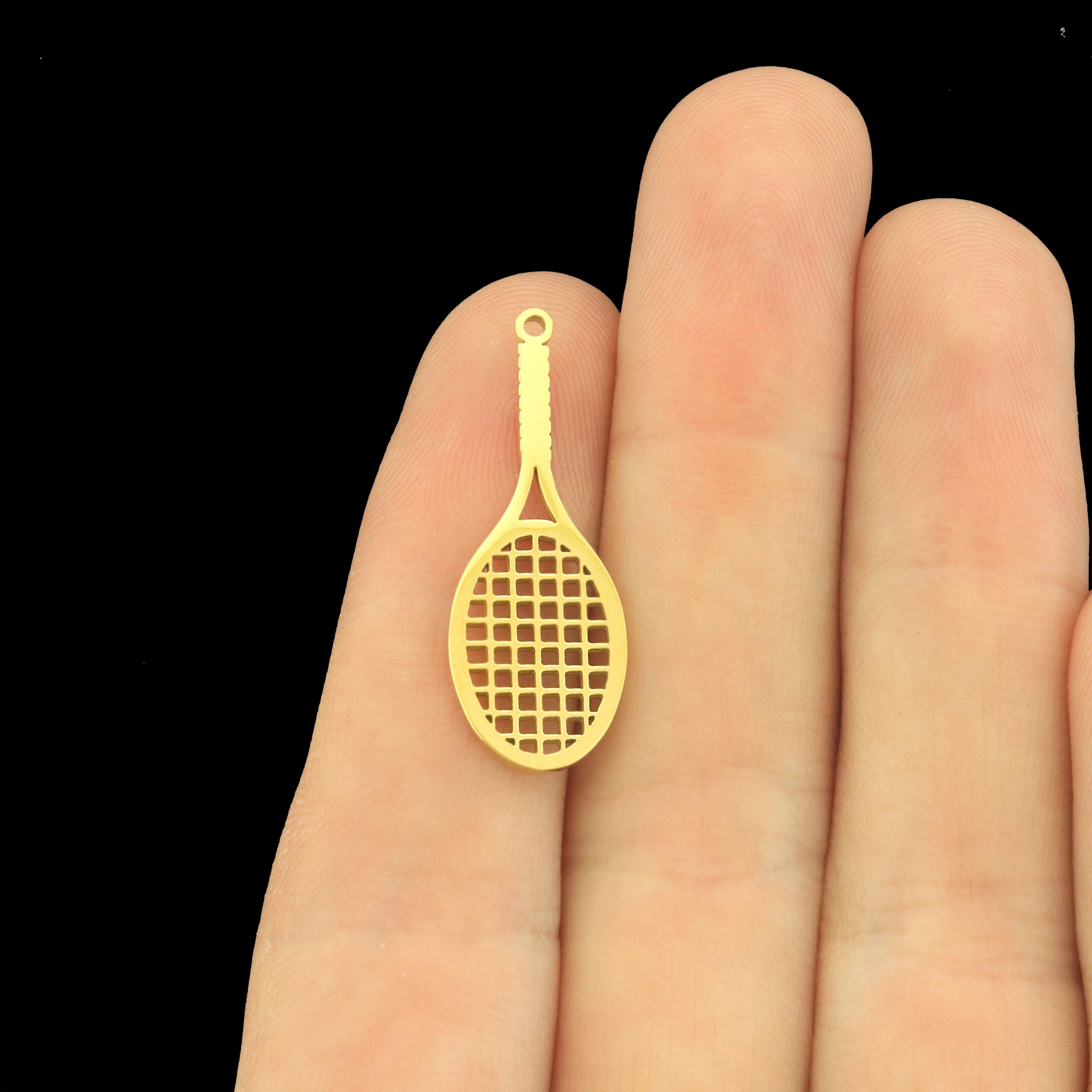 Tennis Racket Stainless Steel Charms - Choose Your Tone!