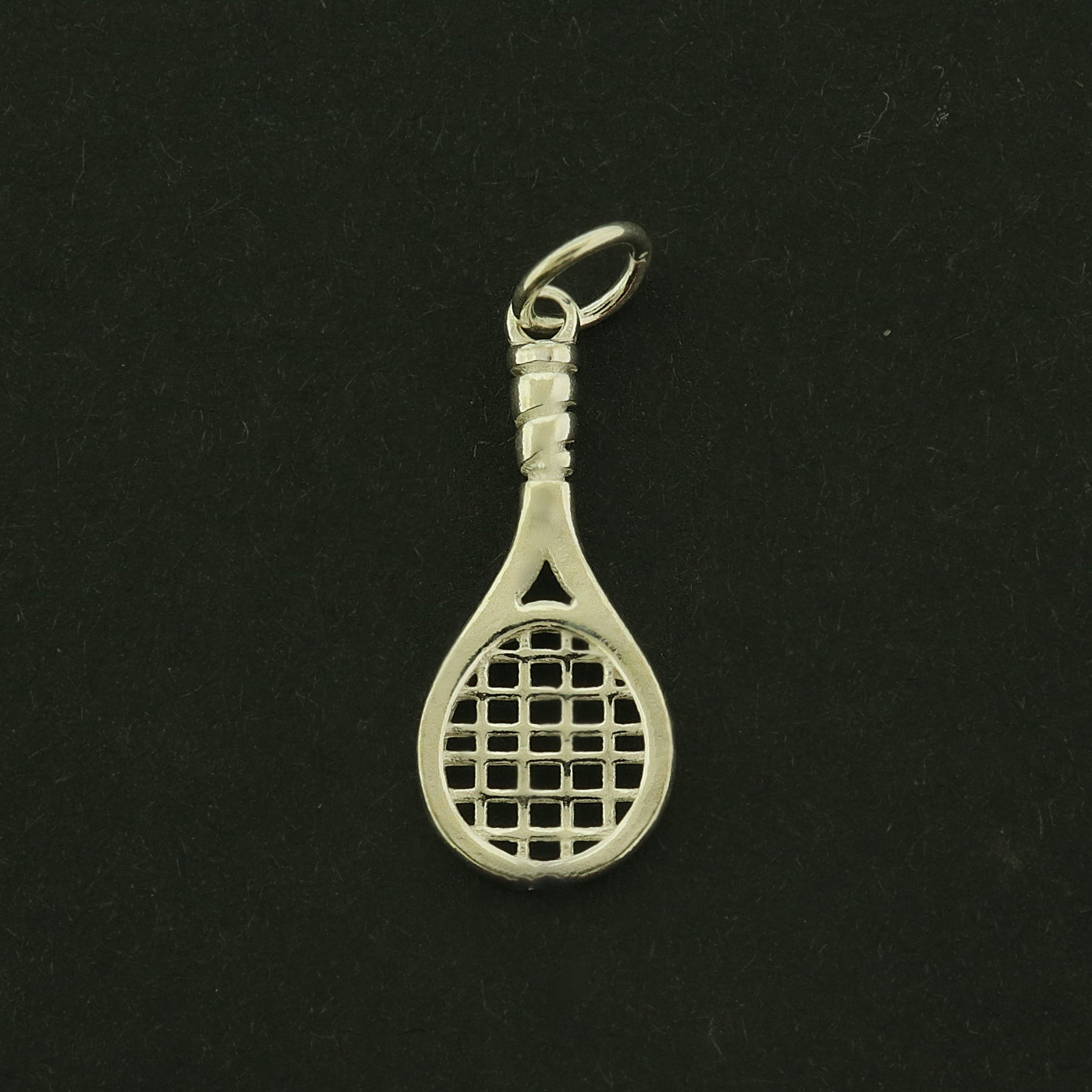 Tennis Racket Sterling Silver Charm - 2 Sided - ST131
