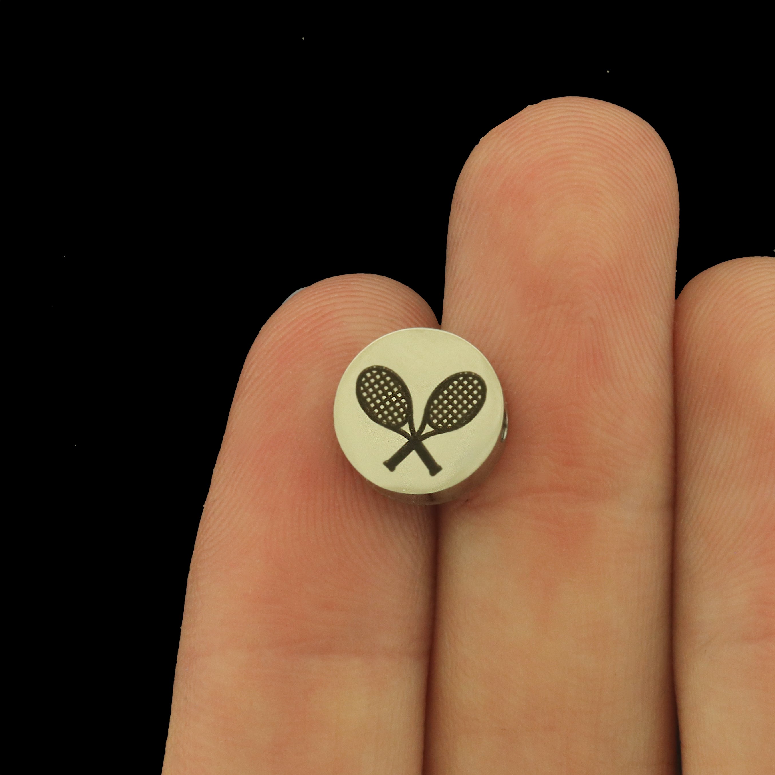 Tennis Stainless Steel Beads - Sports Bead - Choose Your Size - BFS034S-8334