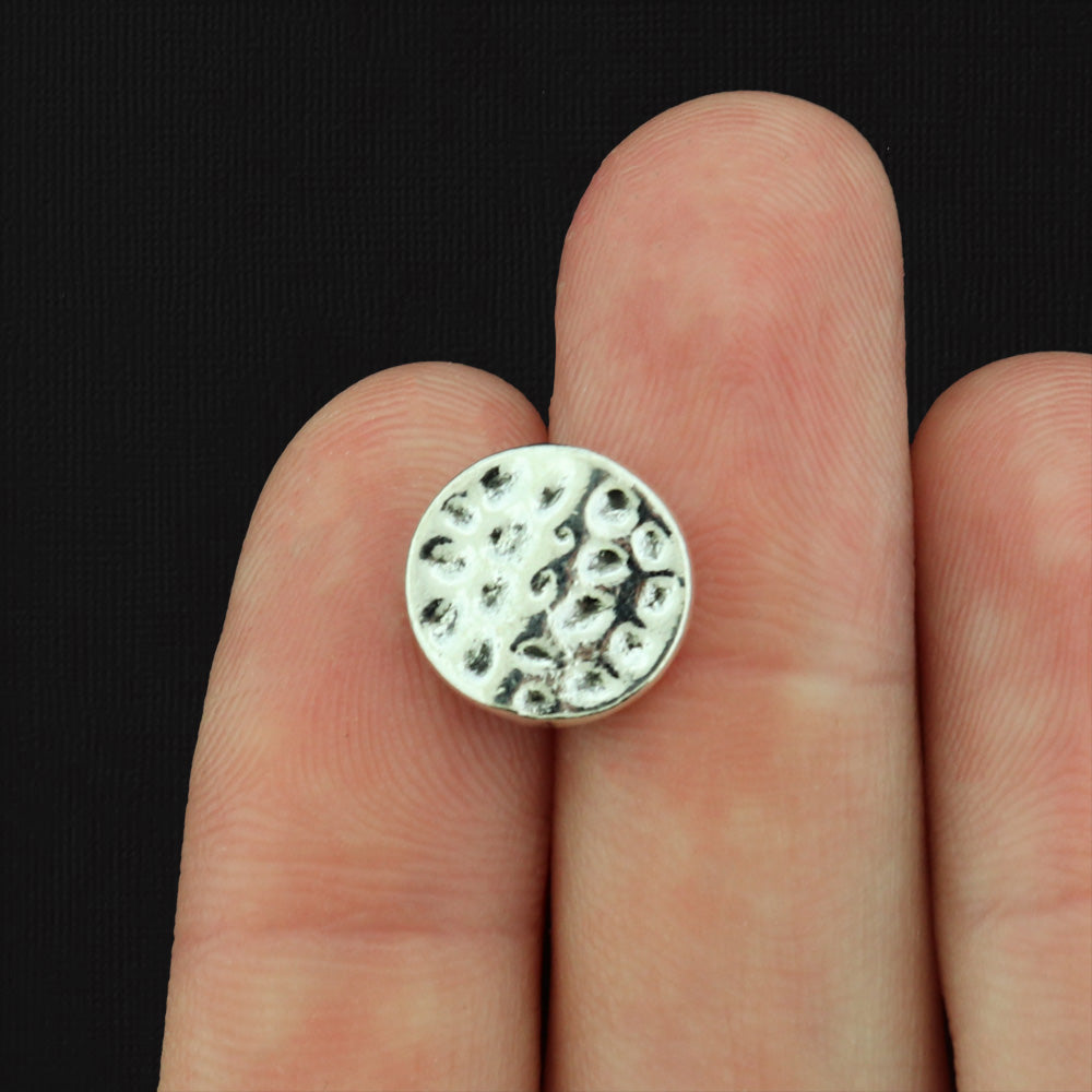 Textured Round Spacer Beads 11mm - Silver Tone - 12 Beads - SC709