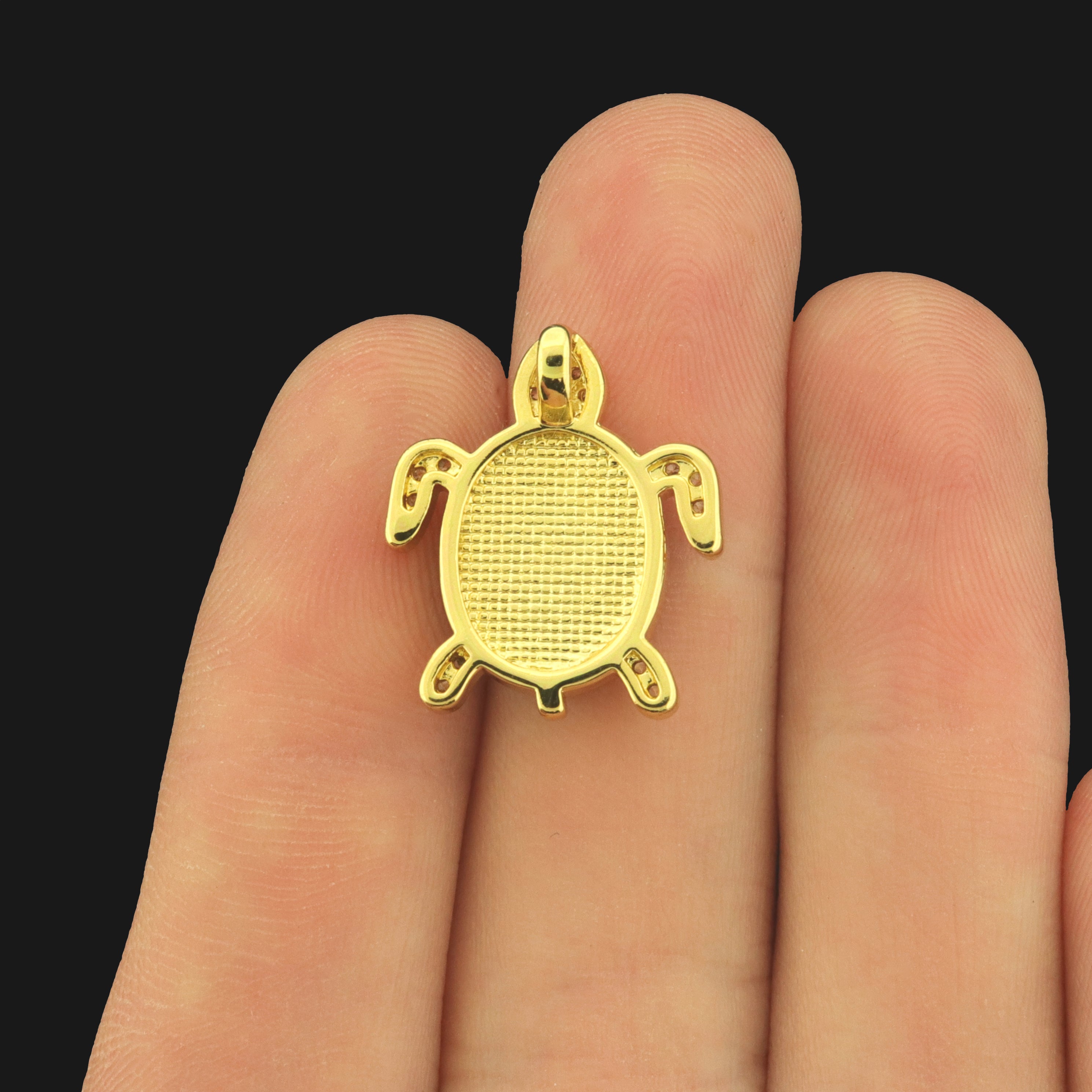 Turtle Gold Tone Charms with CZs and Resin - GC1534