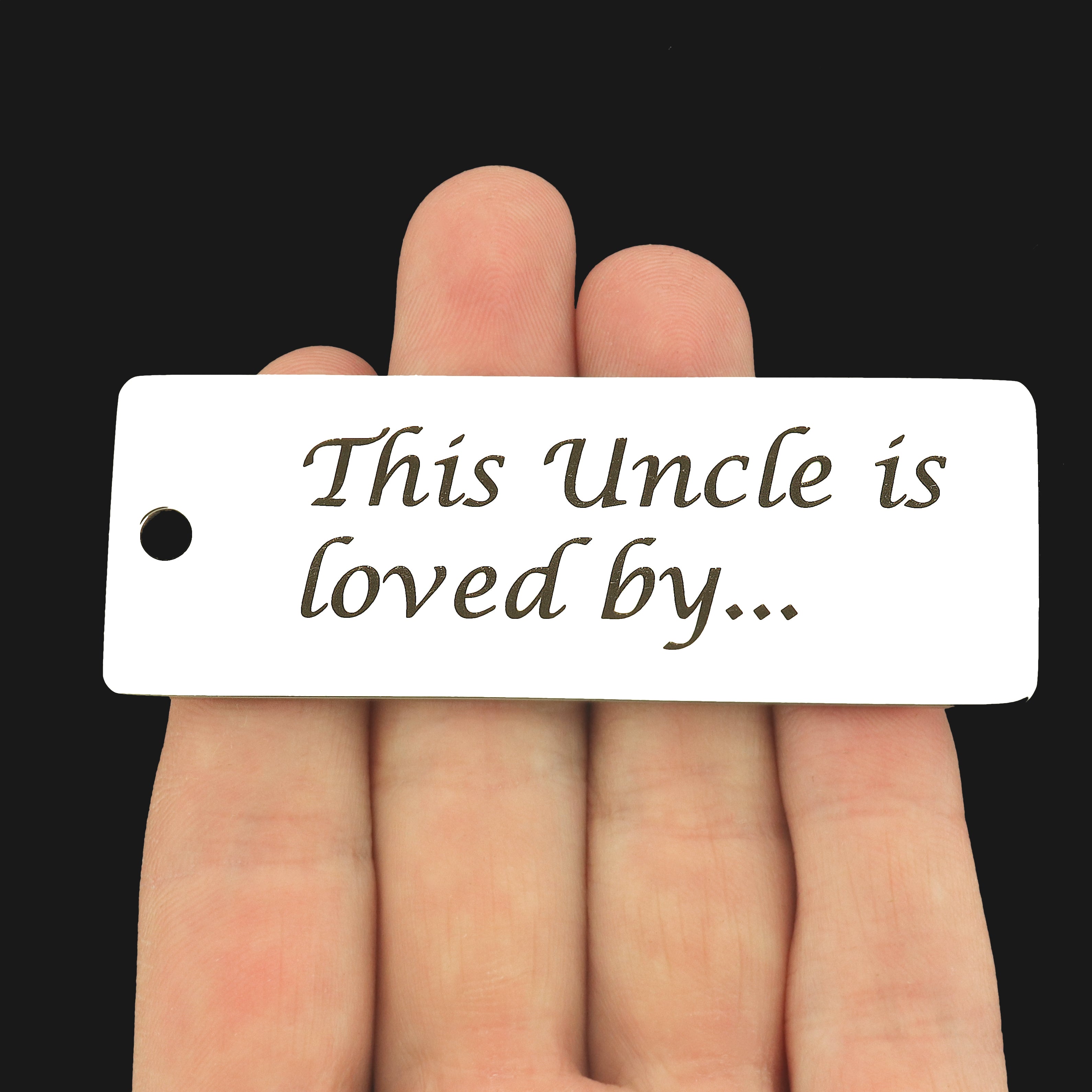 Uncle Stainless Steel Key Chain Tag Charm - This Uncle is Loved By - BFS033S-8252