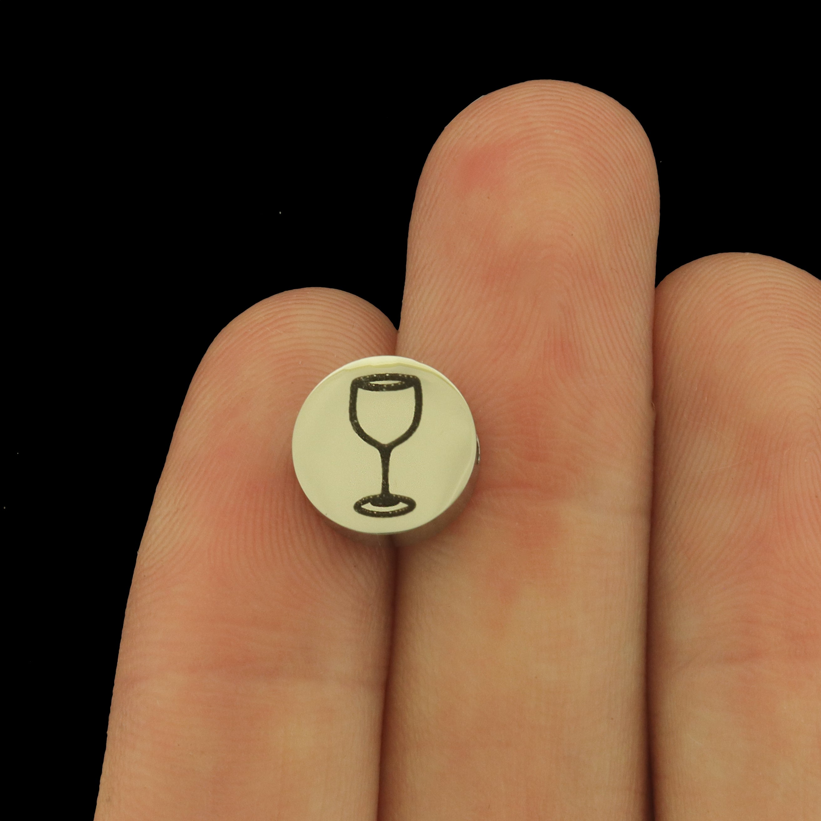 Wine Stainless Steel Beads - Wine Glass Bead - Choose Your Size - BFS034S-8312