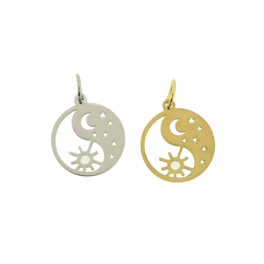 Yin Yang Sun and Moon Stainless Steel Charm - Choose Your Tone