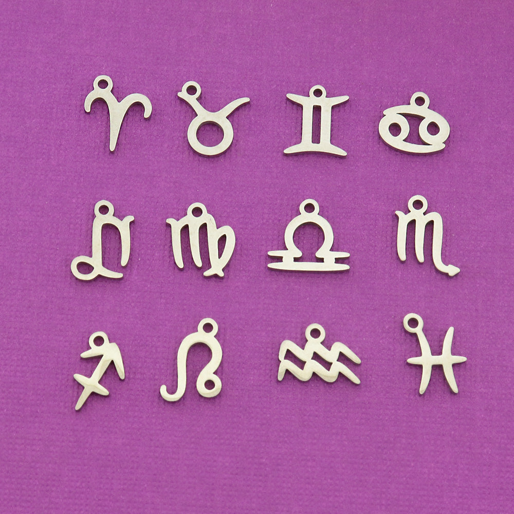 Zodiac Symbol Stainless Steel Charms - Choose Your Sign & Tone