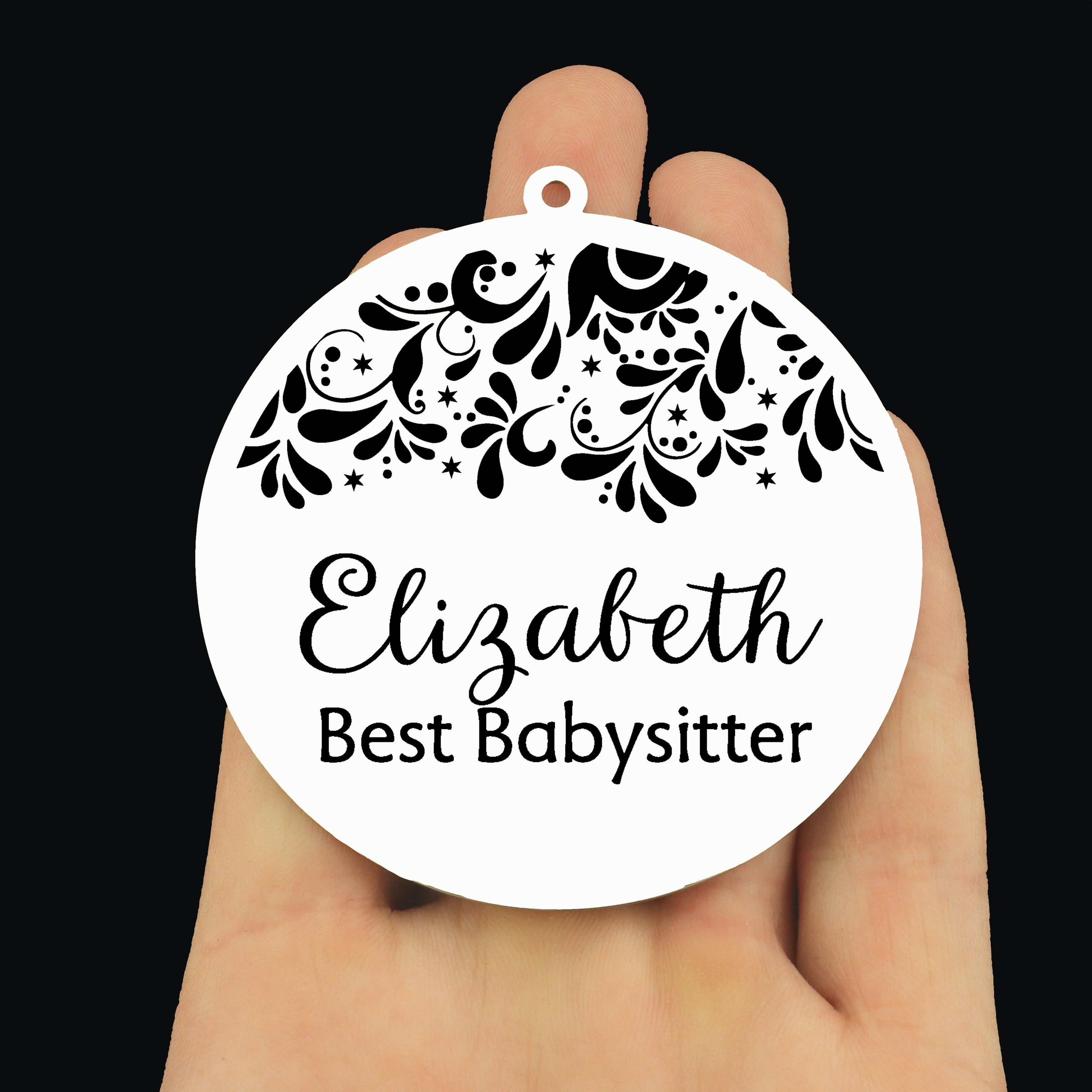 Custom Best Babysitter Stainless Steel Ornament - Customize the Name!