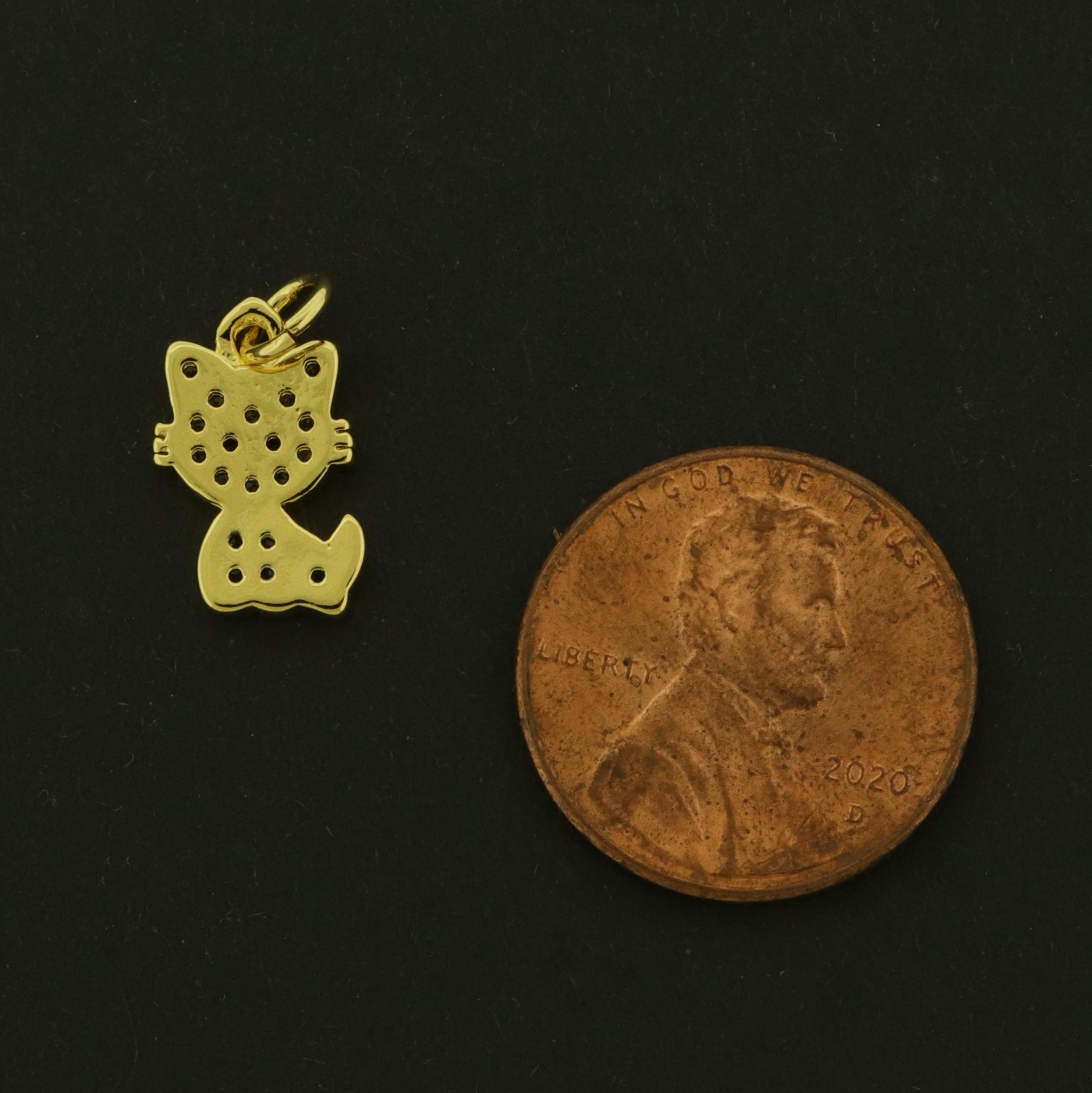 Breloque chat en Or 18 carats - Pendentif Animal - Plaqué Or 18 carats - GLD1266