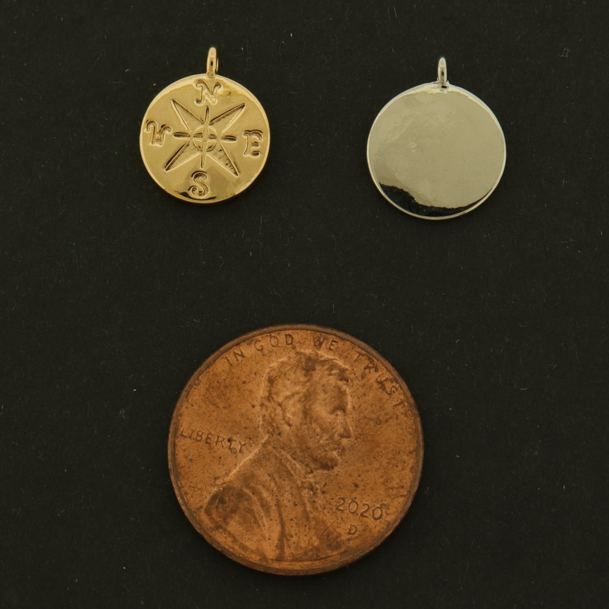 14k Compass Charm - 2 Charms - 14k Gold Filled - Choose Gold or White Gold Plating!