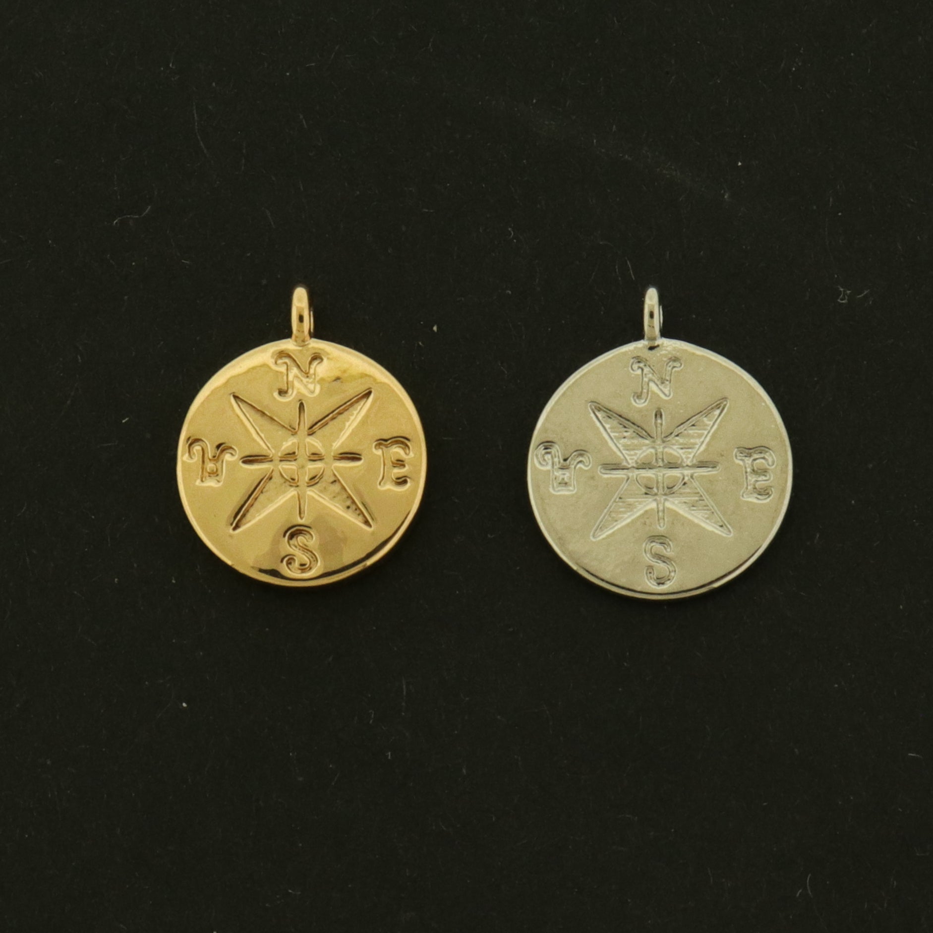 14k Compass Charm - 2 Charms - 14k Gold Filled - Choose Gold or White Gold Plating!