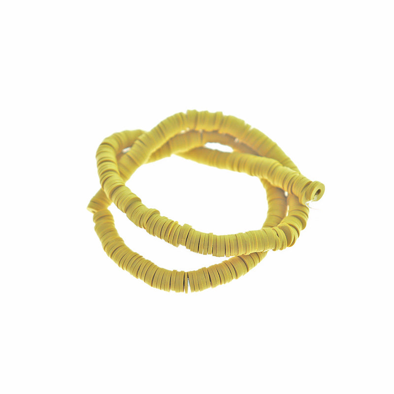 SALE Heishi Polymer Clay Beads 6mm x 1mm - Goldenrod Yellow - 1 Strand 320 Beads - LBD2644